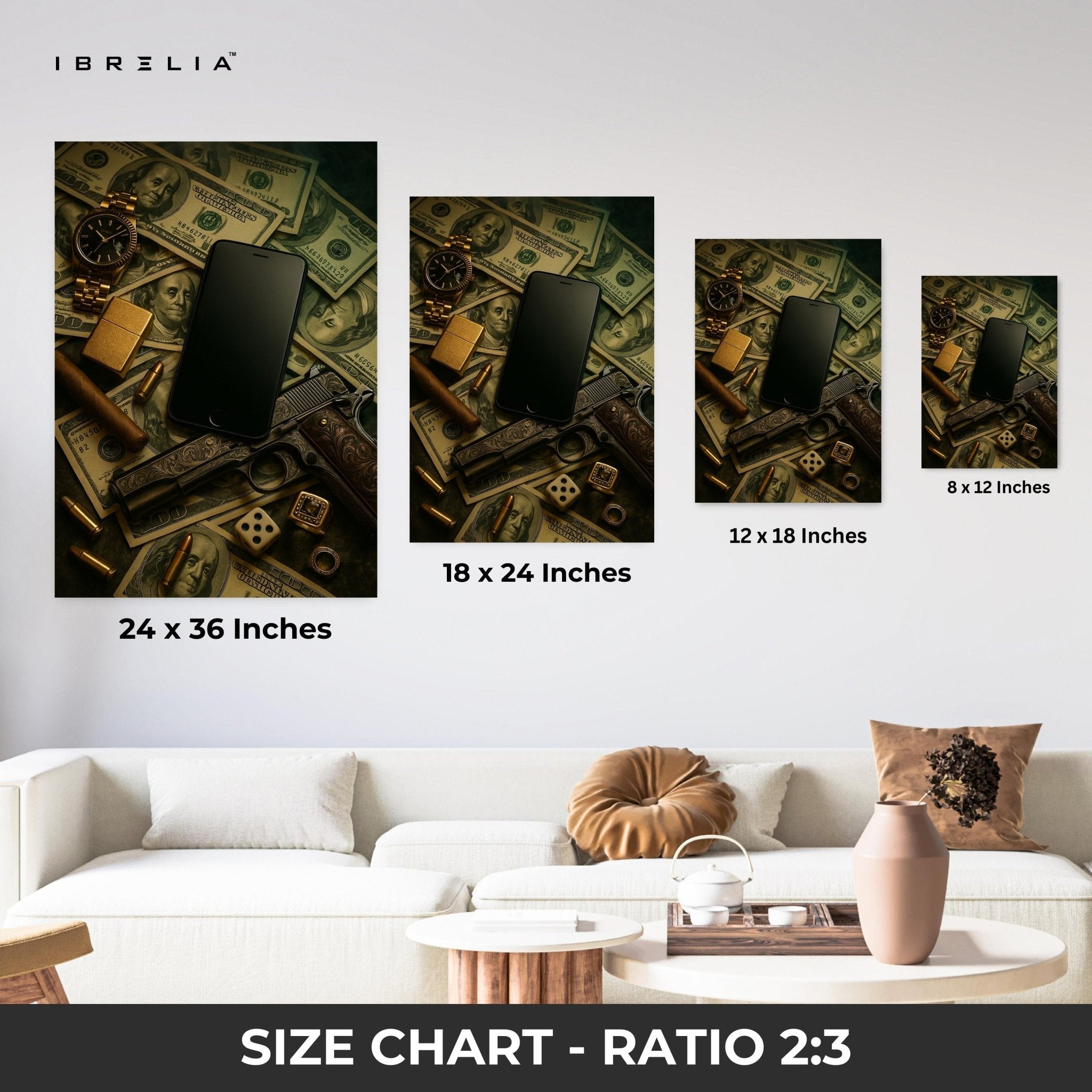 Power, Money & Luxury Wall Frame | 4K Ultra Wrap Frame Wall Art in Pakistan | IBRELIA™ - IBRELIA