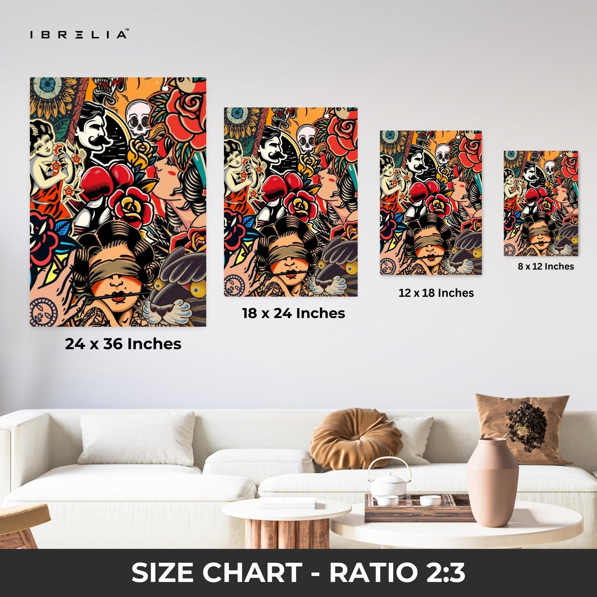 Graffiti Tattoo Collage Wall Frame | 4K Ultra Wrap Frame Wall Art in Pakistan | IBRELIA™ - IBRELIA
