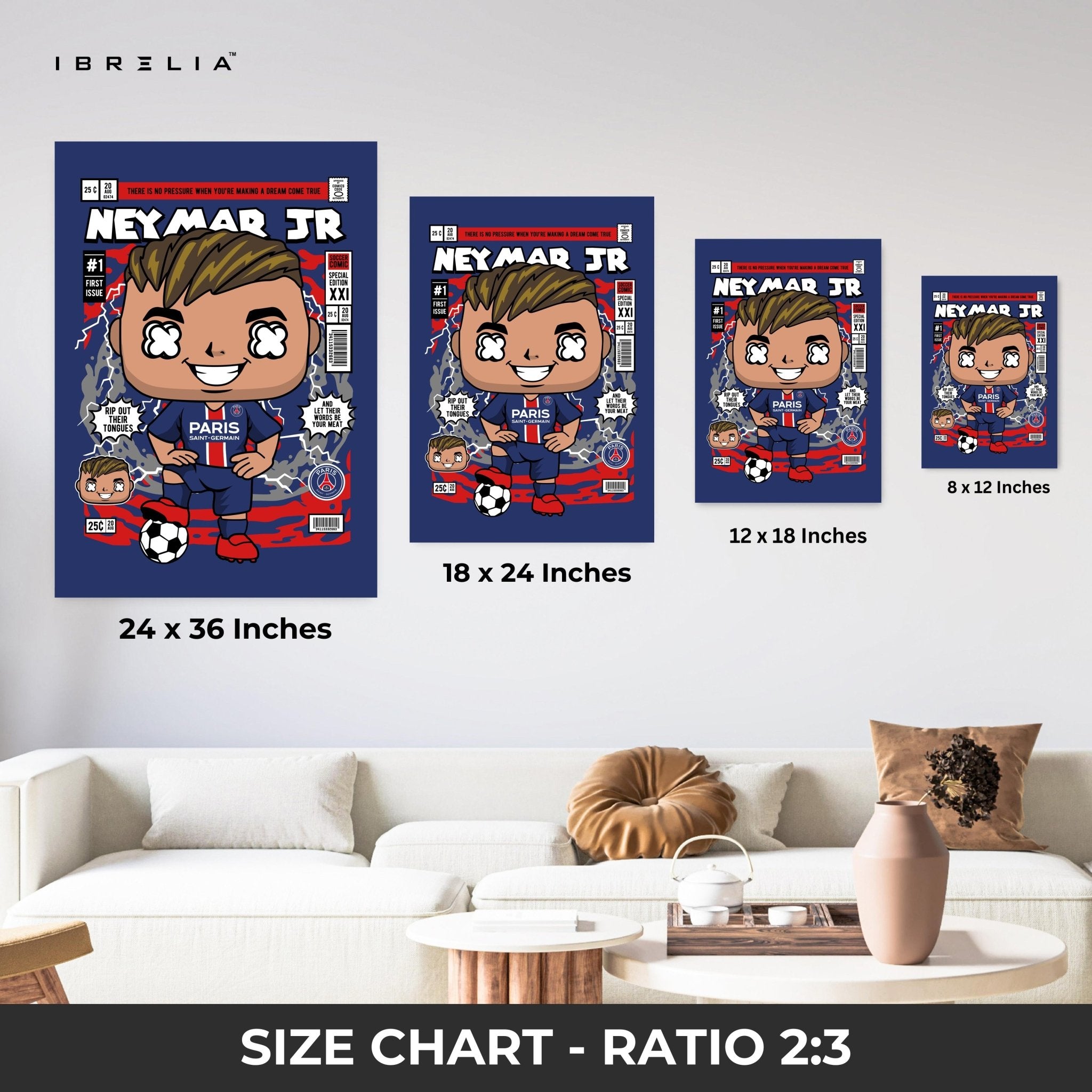 Neymar Jr “Paris Comic Edition” Pop Art Wall Frame – 4K Ultra Wrap Frame Wall Art in Pakistan | IBRELIA™ - IBRELIA