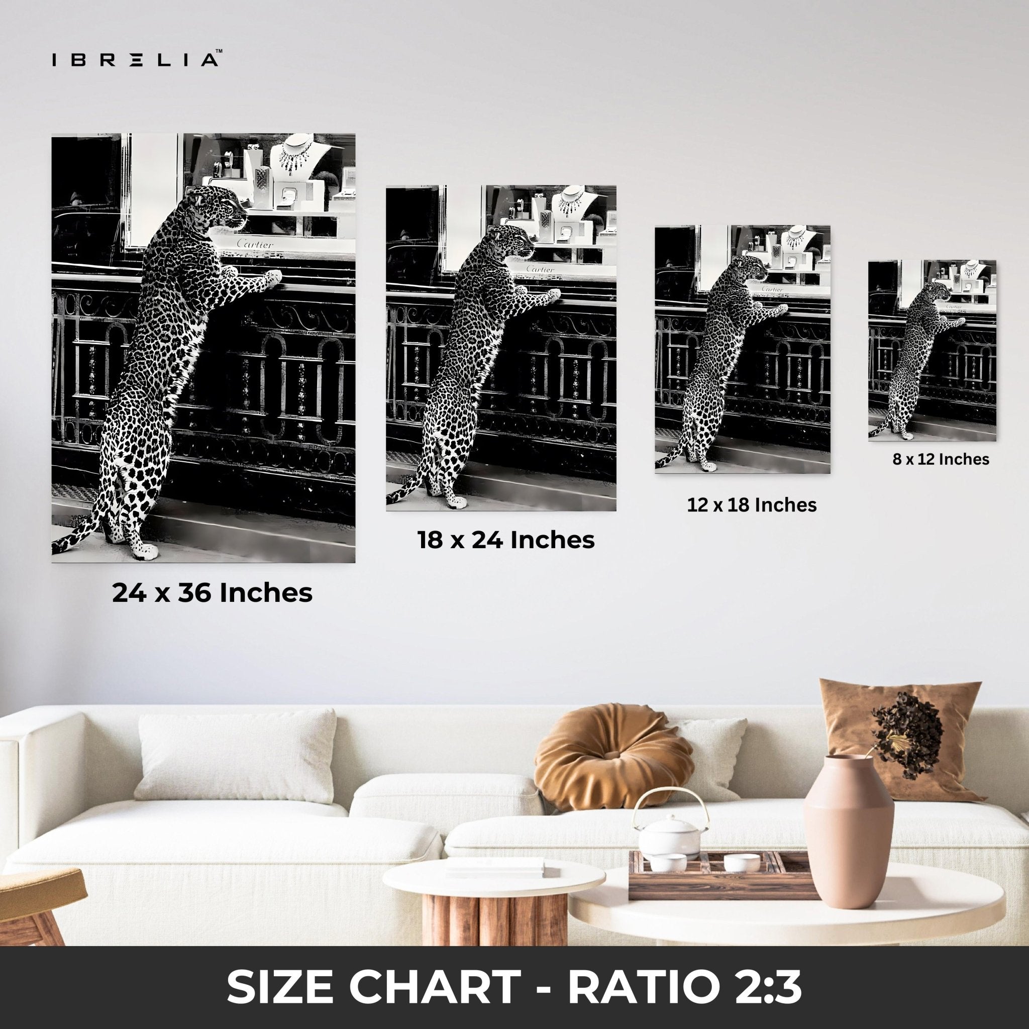 Cartier Leopard Wall Art – Black & White Luxury Fashion Decor | IBRELIA™ - IBRELIA