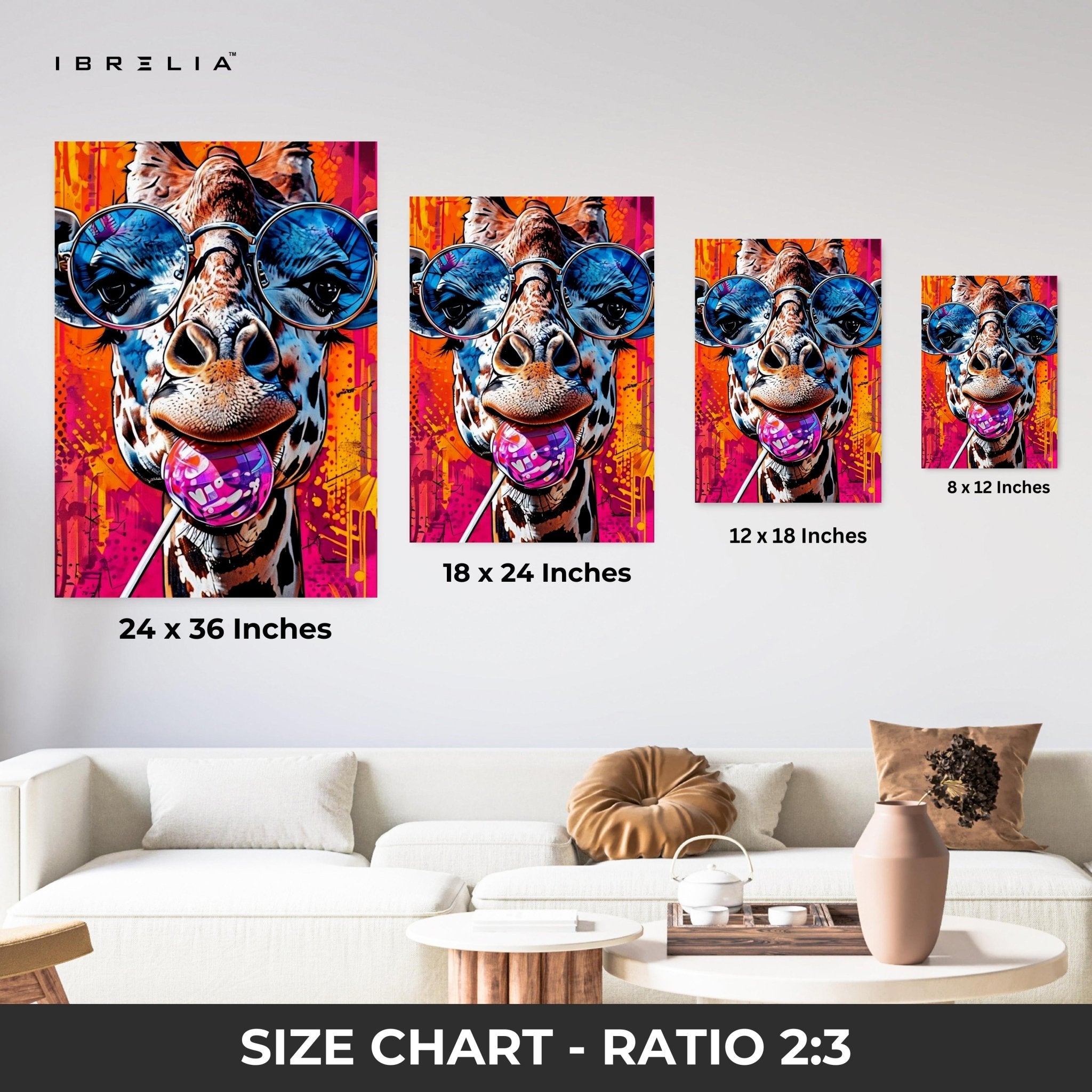 Graffiti Giraffe Wall Frame | 4K Ultra Wrap Frame Wall Art in Pakistan | IBRELIA™ - IBRELIA