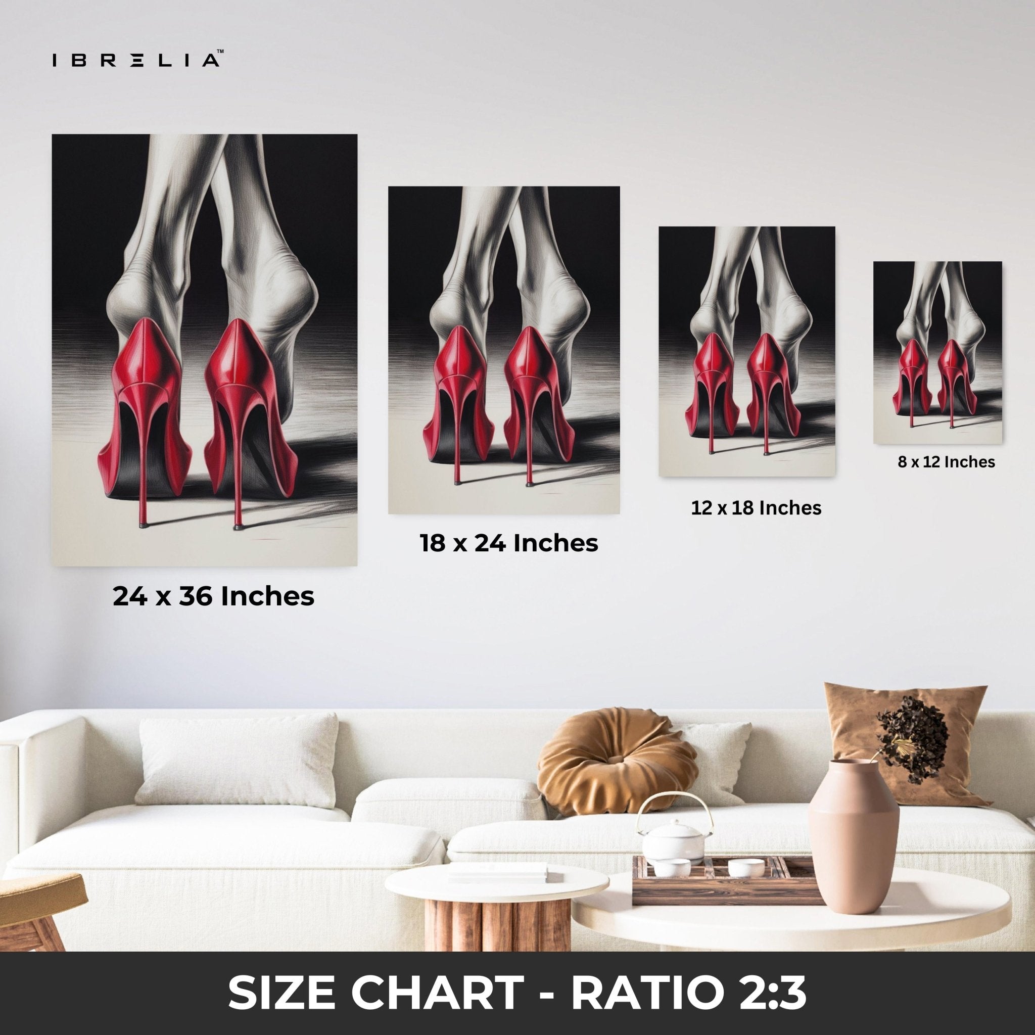 Red Heels Elegance Wall Frame | 4K Ultra Wrap Frame Wall Art in Pakistan | IBRELIA™ - IBRELIA