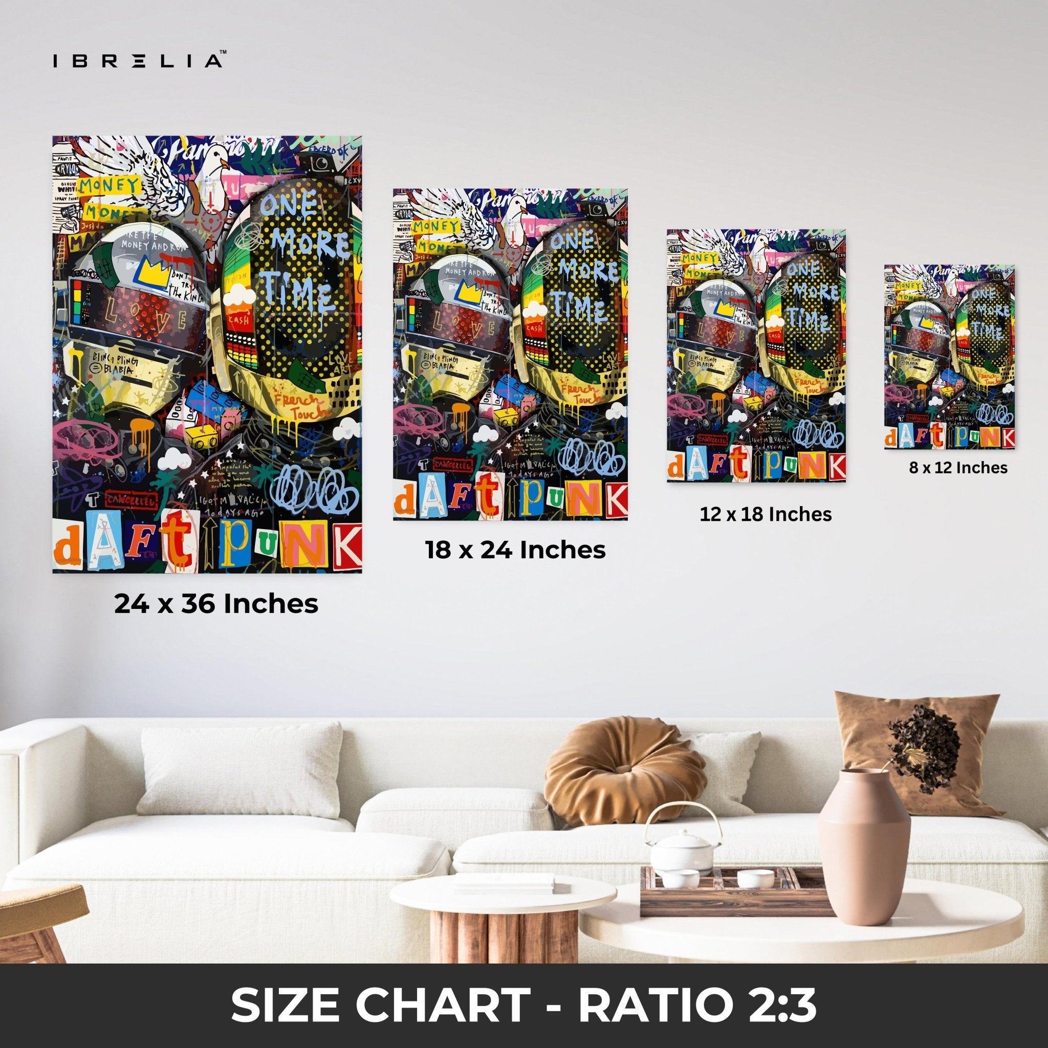 Daft Punk Graffiti Collage – 4K Ultra Wrap Frame Wall Art in Pakistan | IBRELIA™ - IBRELIA