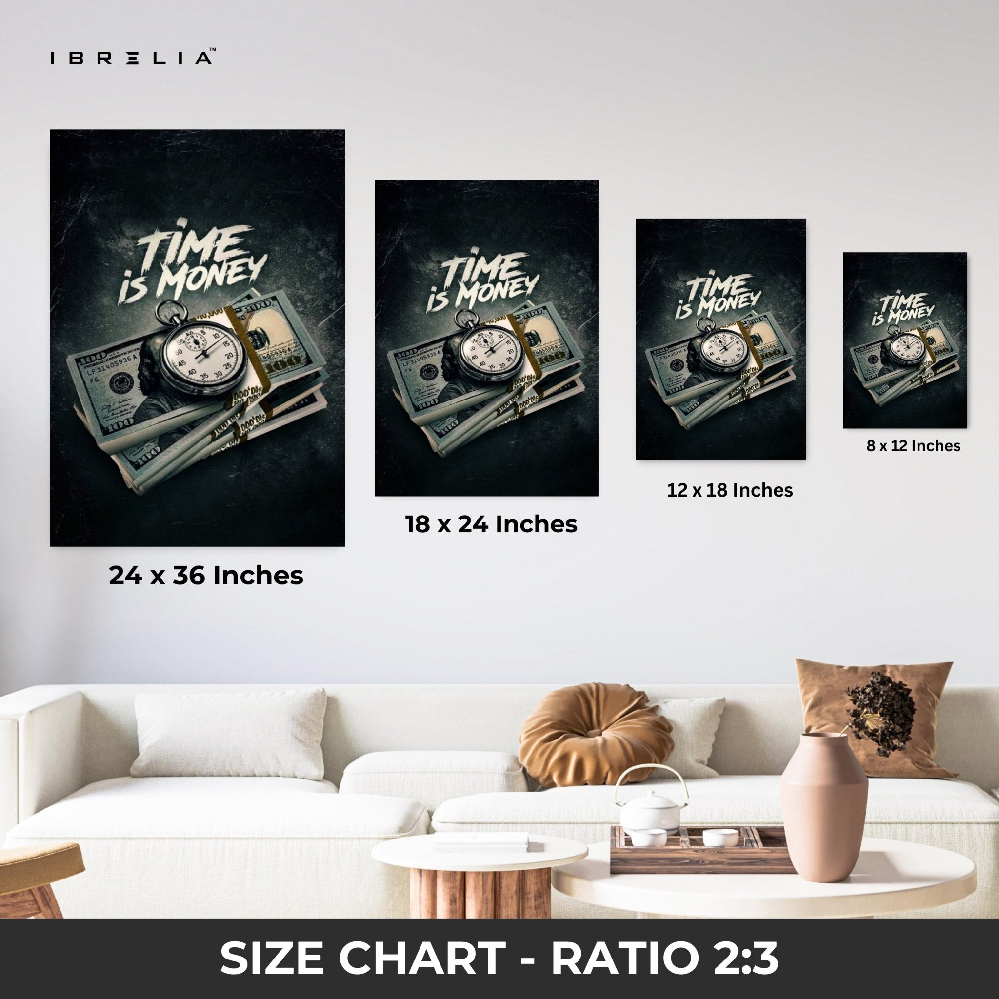 Time Is Money Wall Frame | 4K Ultra Wrap Frame Wall Art in Pakistan | IBRELIA™ - IBRELIA