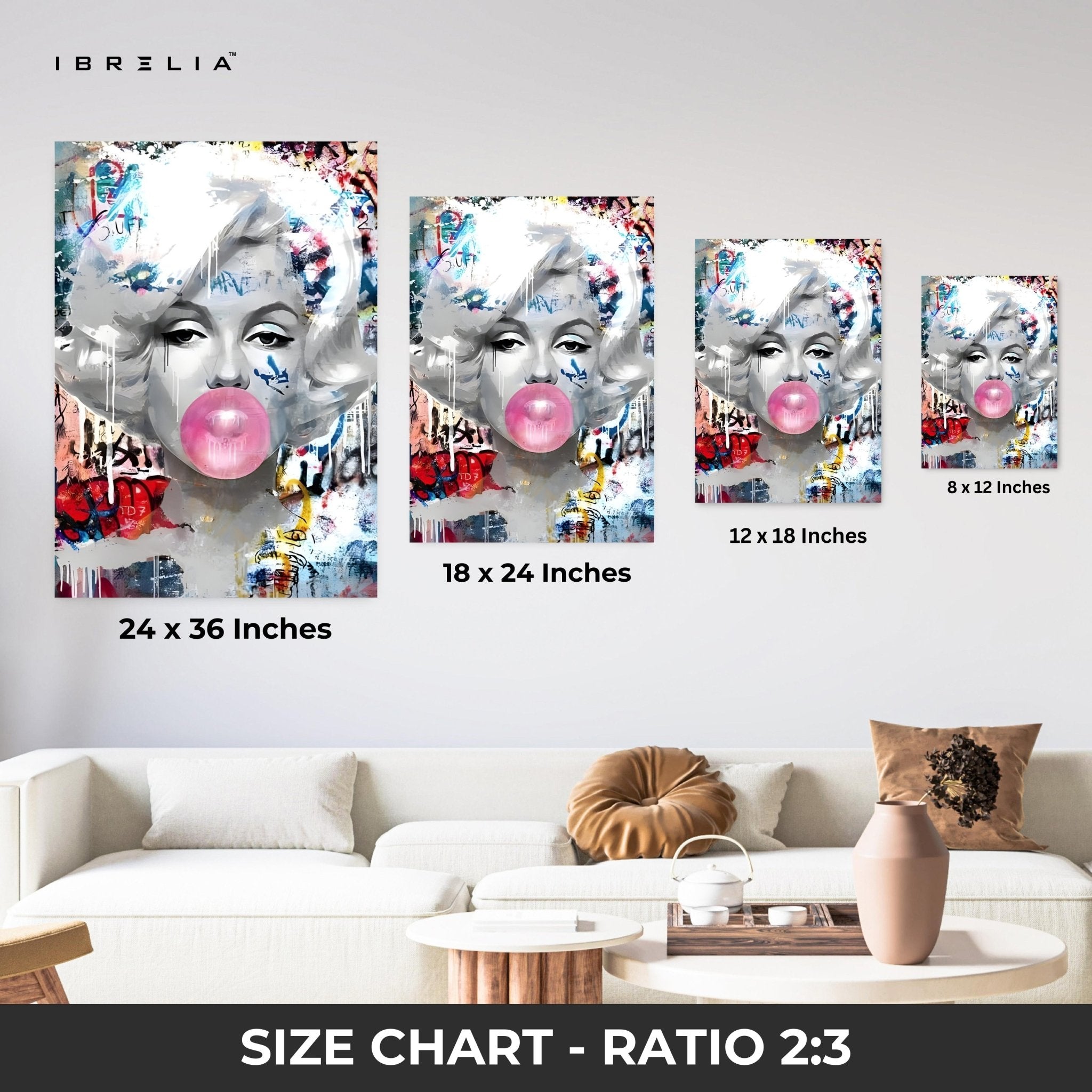 Marilyn Monroe “Bubblegum Graffiti” Wall Frame | 4K Ultra Wrap Frame Wall Art in Pakistan | IBRELIA™ - IBRELIA