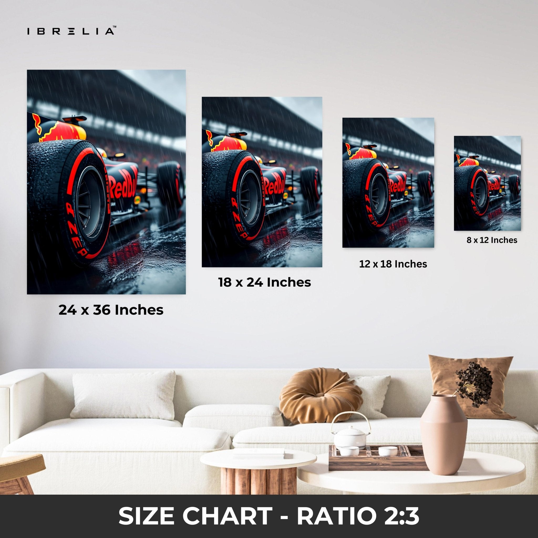 Red Bull F1 Rain Edition 4K Ultra Wrap Frame Wall Art in Pakistan | IBRELIA™ - IBRELIA