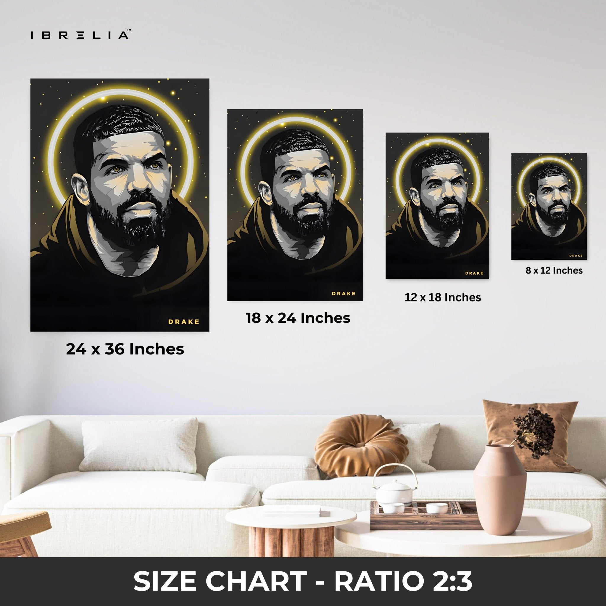Drake Halo Portrait Wall Art – The Iconic Rap Legend | IBRELIA™ - IBRELIA