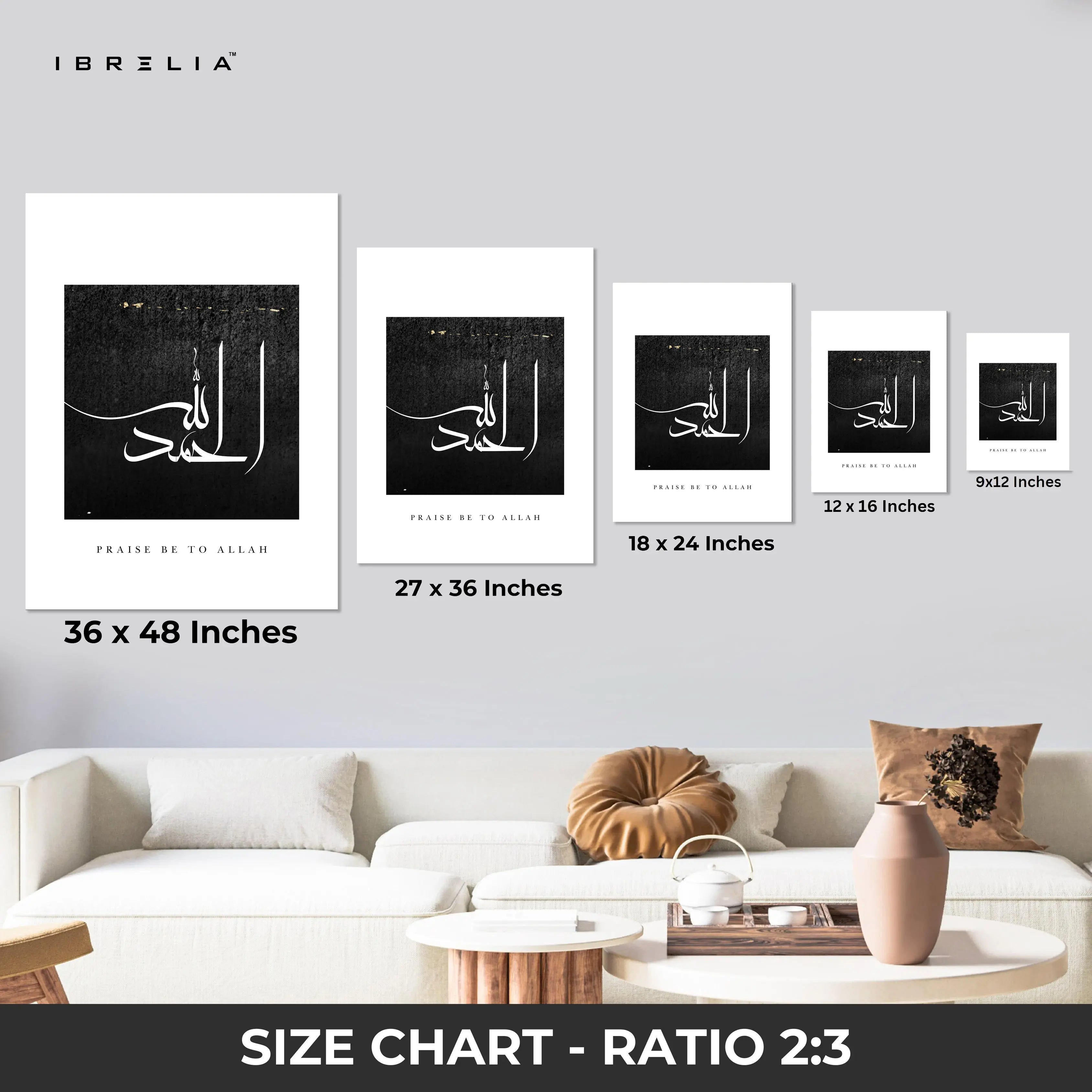 Alhamdulillah SubhanAllah Allahu Akbar 3 Panel Islamic Calligraphy 4K Ultra HD Wall Art in Pakistan | IBRELIA™ IBRELIA
