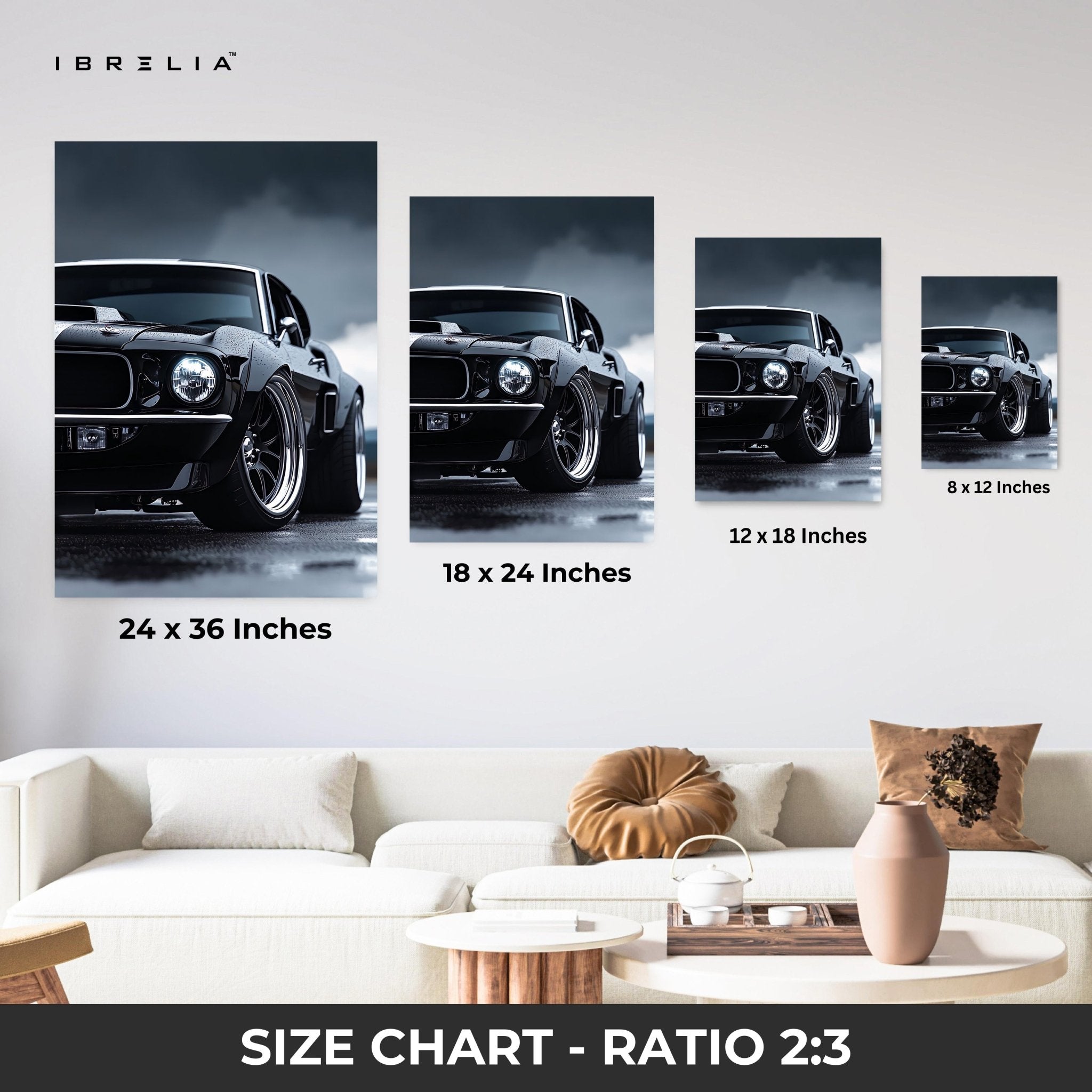 Black Mustang 4K Ultra Wrap Frame Wall Art in Pakistan | IBRELIA™ - IBRELIA