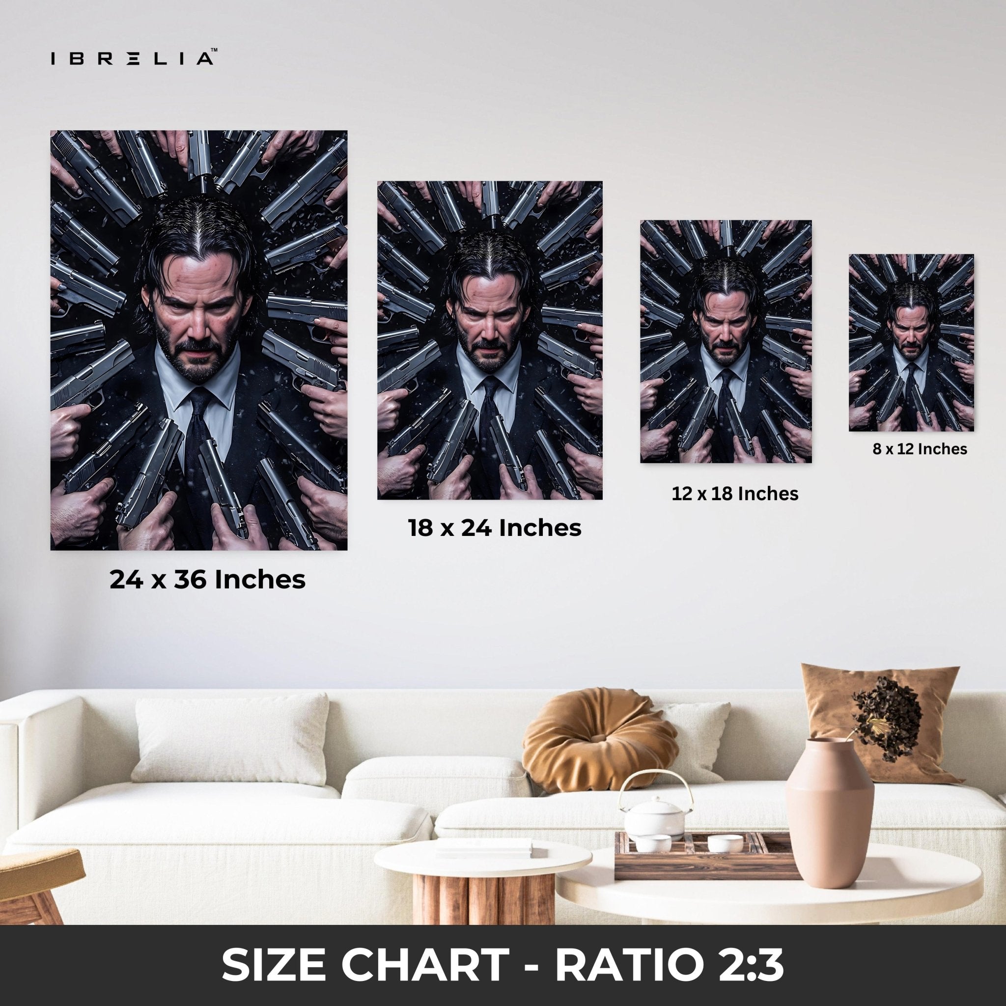 John Wick Surrounded by Guns 4K Ultra Wrap Frame Wall Art in Pakistan | IBRELIA™ - IBRELIA