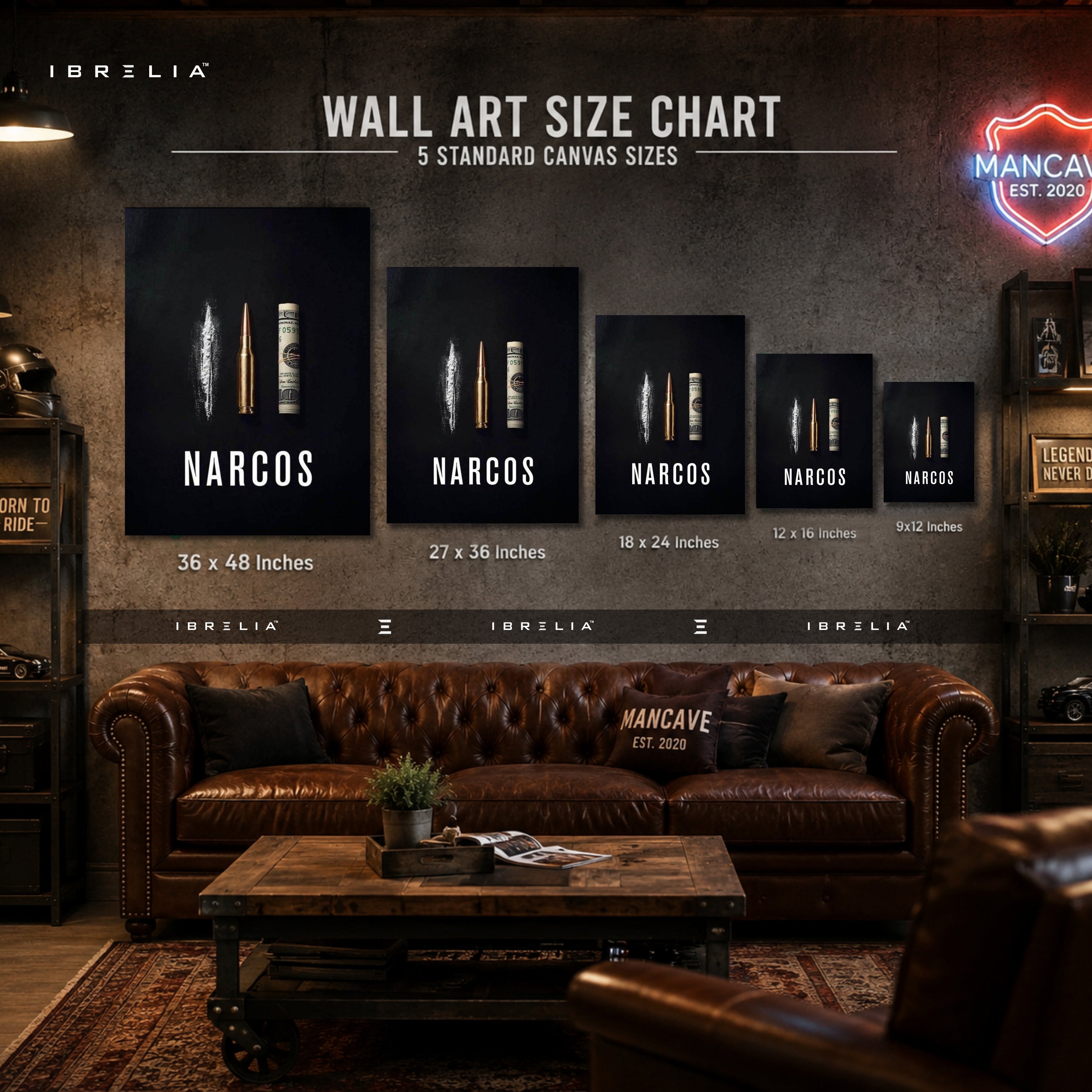 Narcos Minimalist Premium Wall Art – Cocaine Bullet Money 4K Wrapped MDF Frame | IBRELIA™