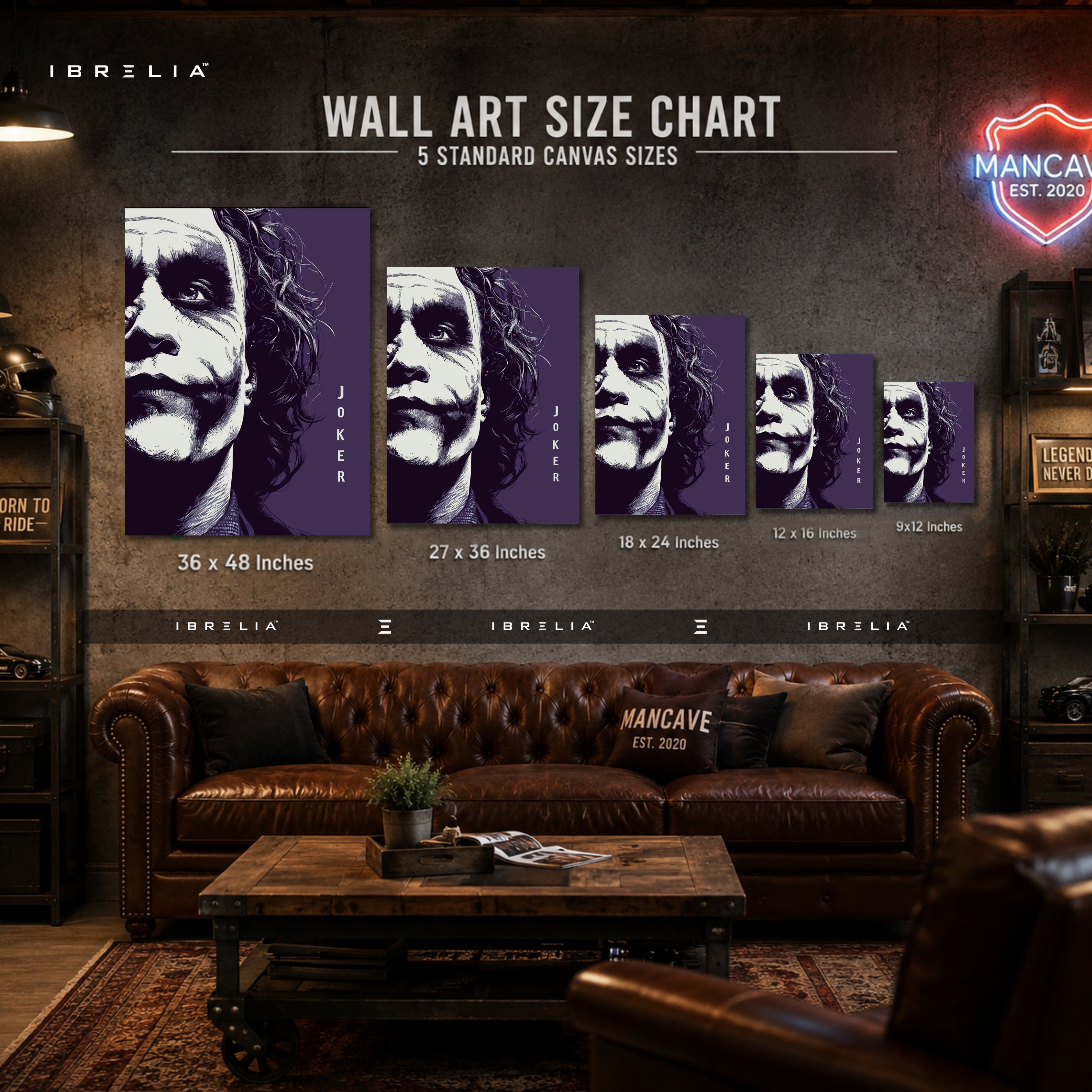 The Dark Knight Joker Wall Art – Heath Ledger Minimalist Premium Wrapped MDF Wall Decor | IBRELIA™