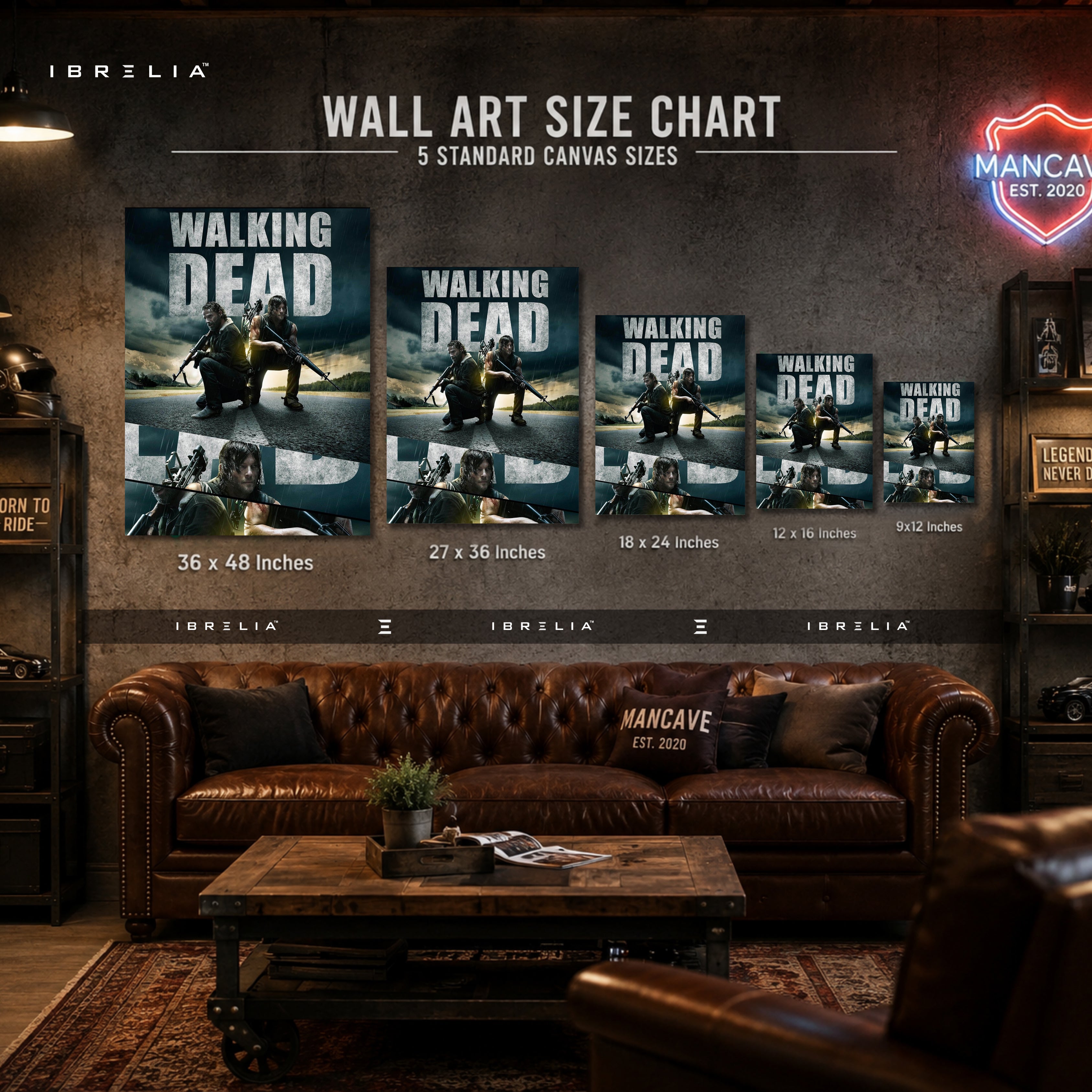 Rick Grimes & Daryl Dixon Premium Wall Art – The Walking Dead 4K Wrapped MDF Frame | IBRELIA™
