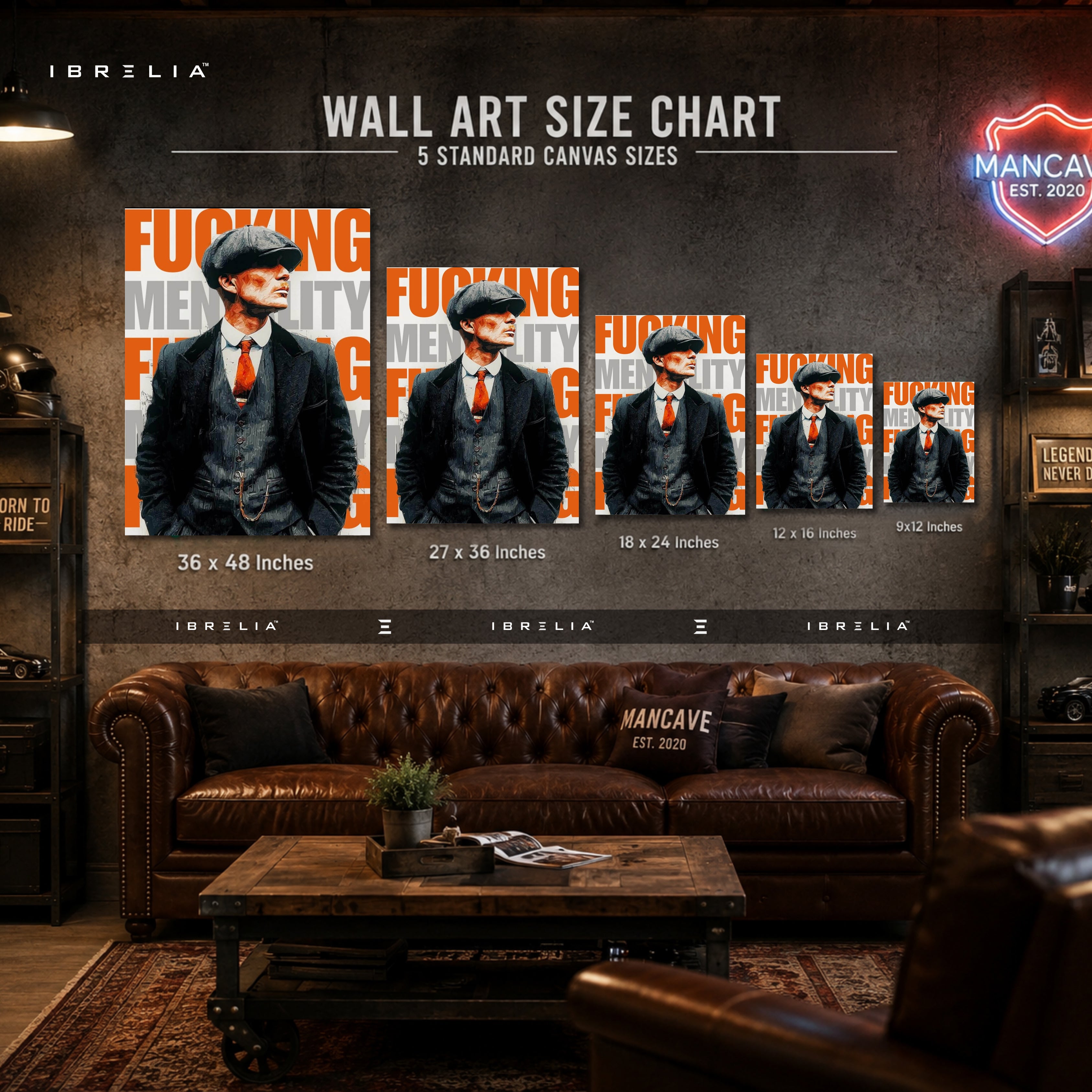 Thomas Shelby "Fucking Mentality" Premium Wall Art – Peaky Blinders 4K Wrapped MDF Frame | IBRELIA™