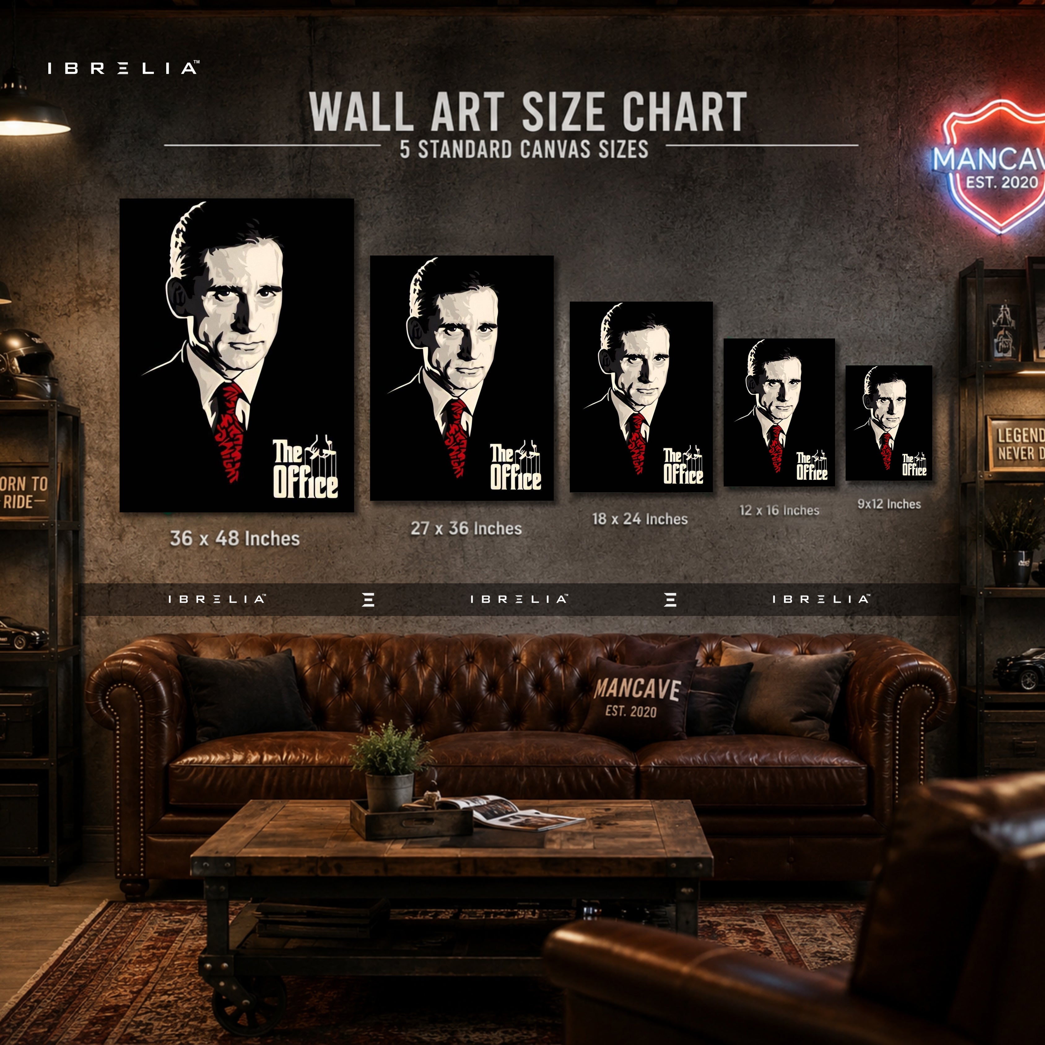 The Office Michael Scott "The Godfather" Wall Art – Minimalist Mafia Style Portrait 4K Wrapped MDF Frame | IBRELIA™