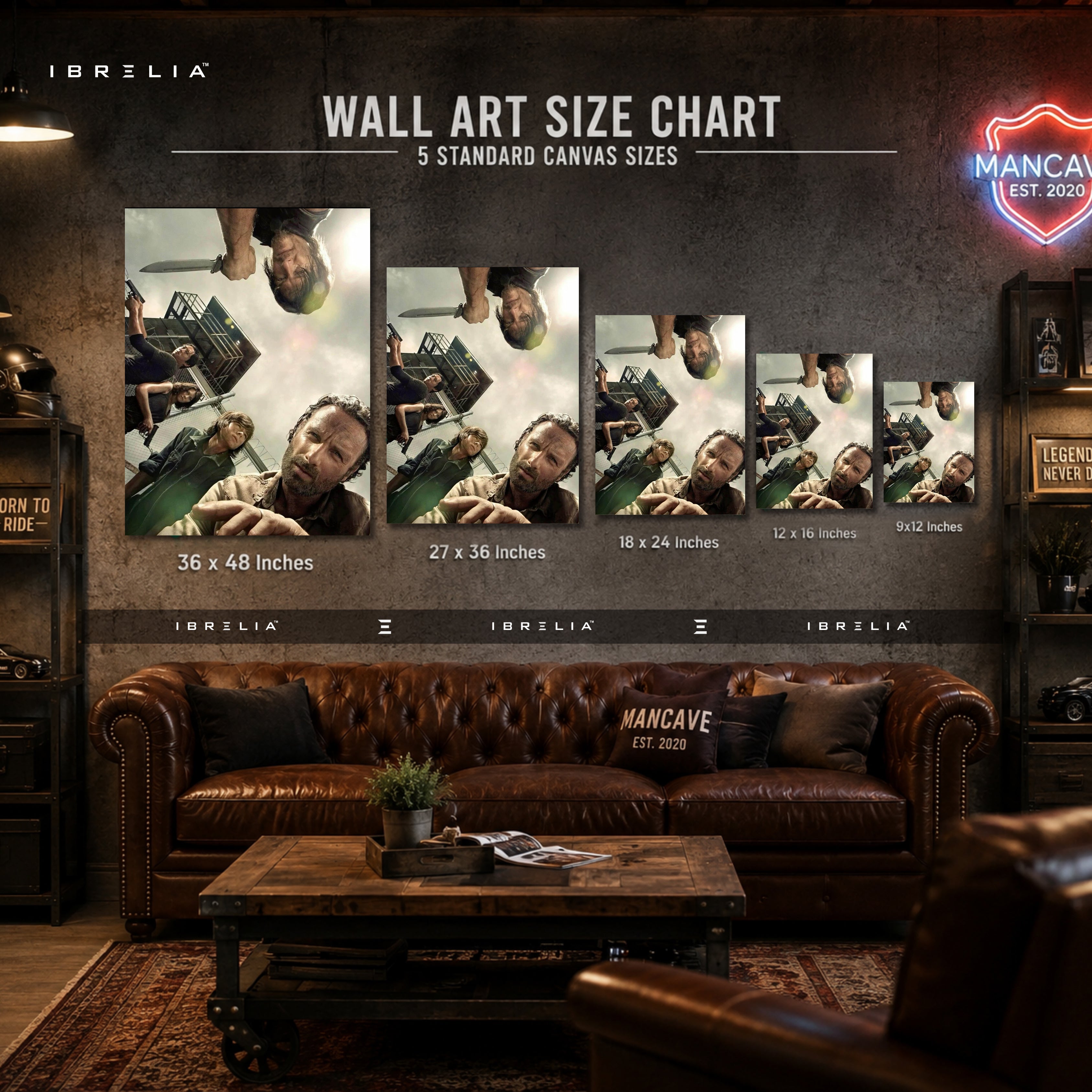 Rick Grimes & Survivors Premium Wall Art – The Walking Dead 4K Wrapped MDF Frame | IBRELIA™