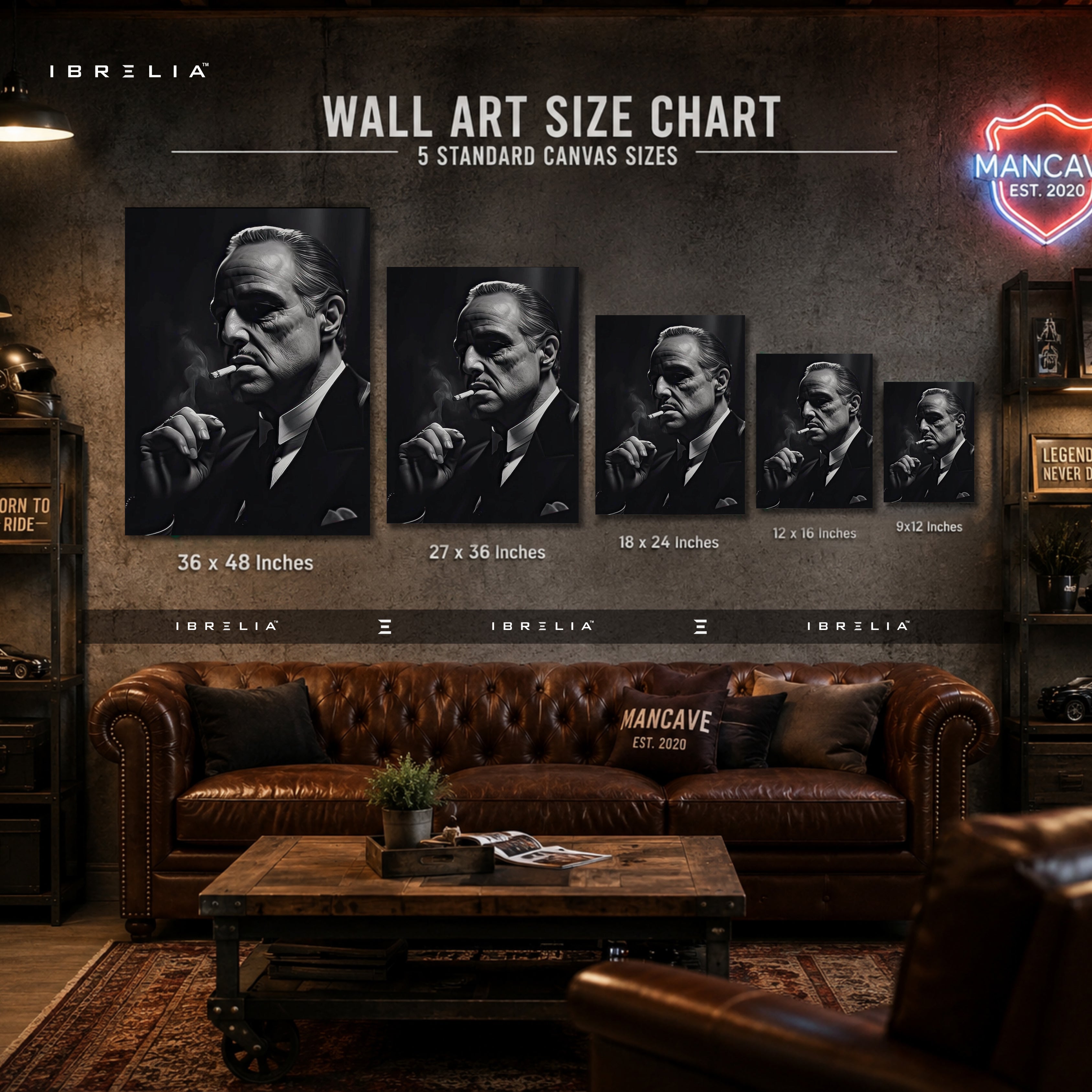 The Godfather Black & White Wall Art – Don Vito Corleone Premium Movie Wall Decor | IBRELIA™