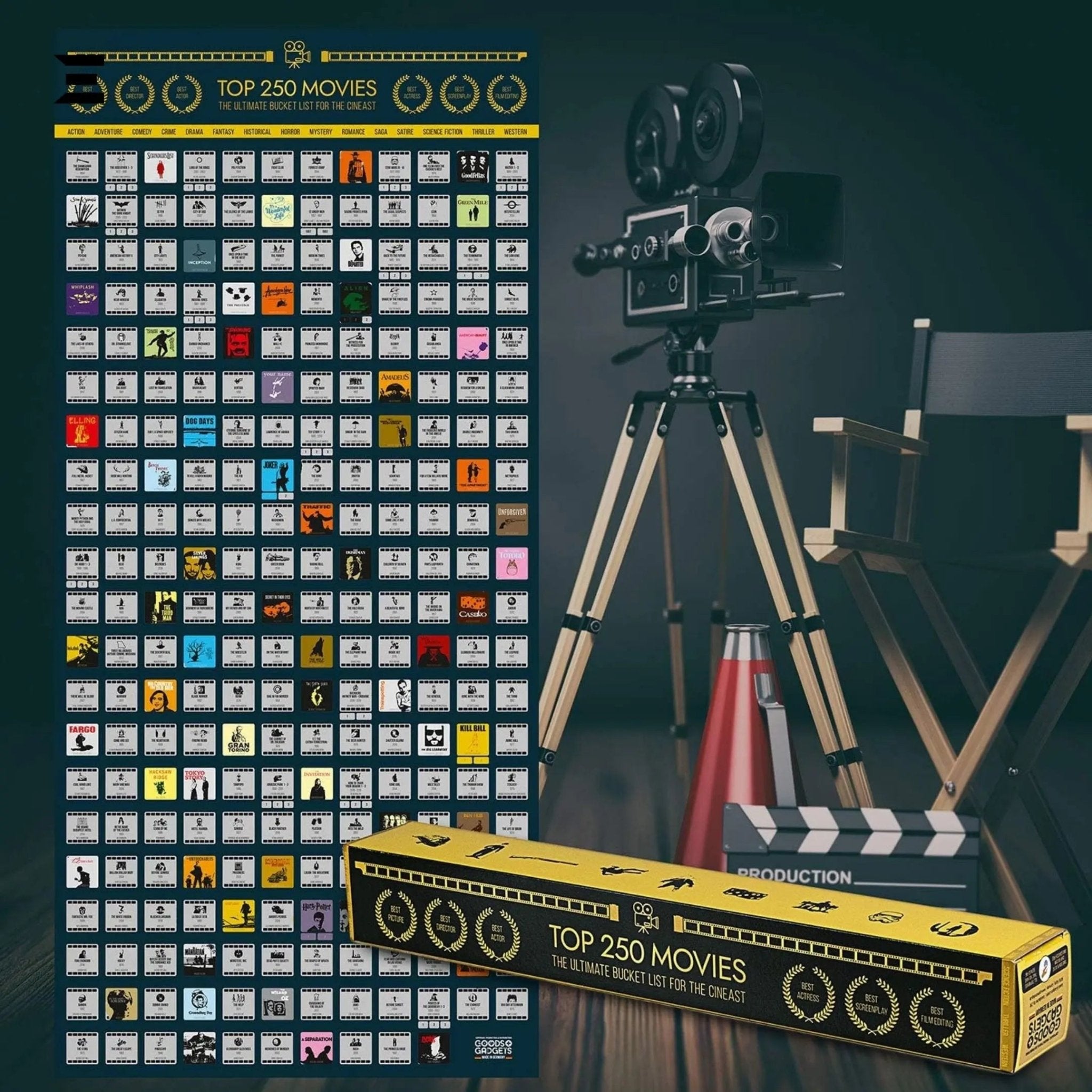 Top 250 Movies Scratch - Off Bucket List Poster – XXL 40x18" - IBRELIA