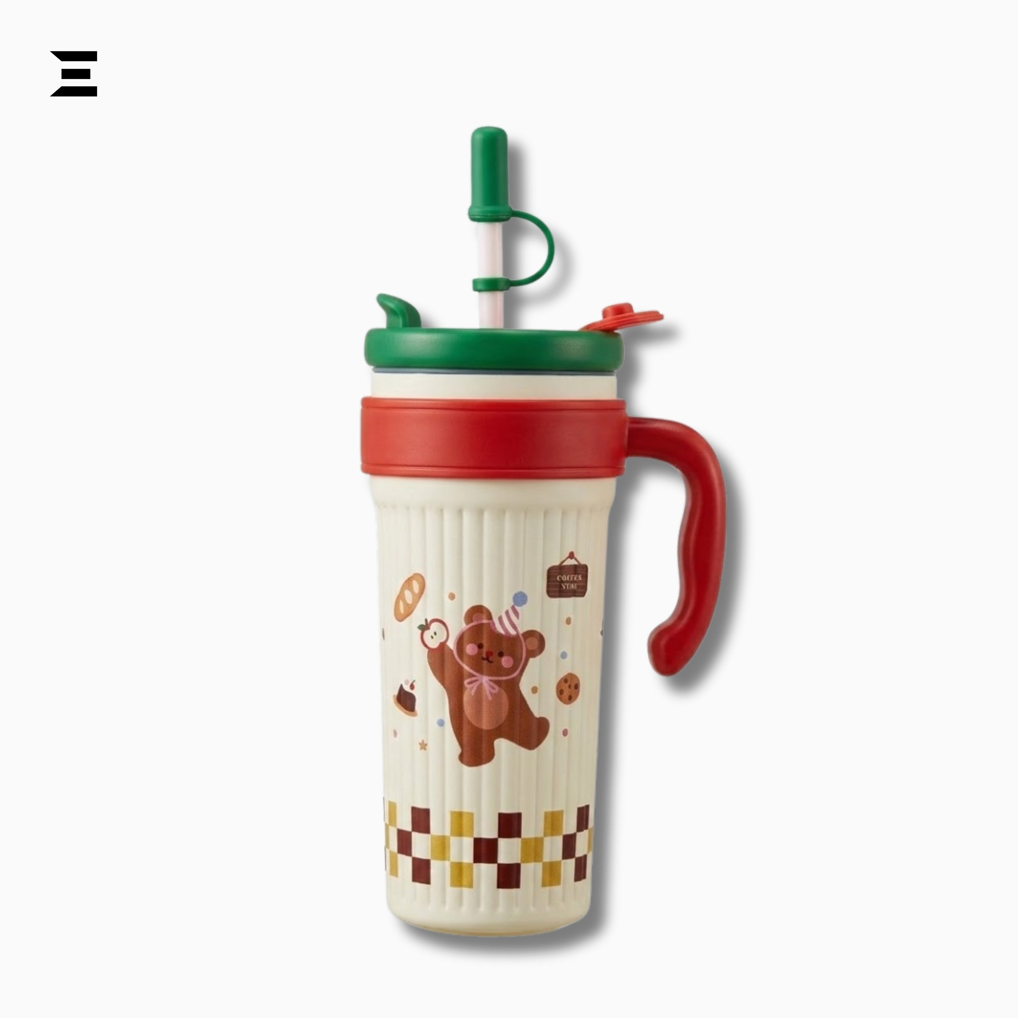 Twilight Ice Fighter Bear Cup 750ML | Cute Cartoon Straw Tumbler with Handle | IBRELIA™ IBRELIA
