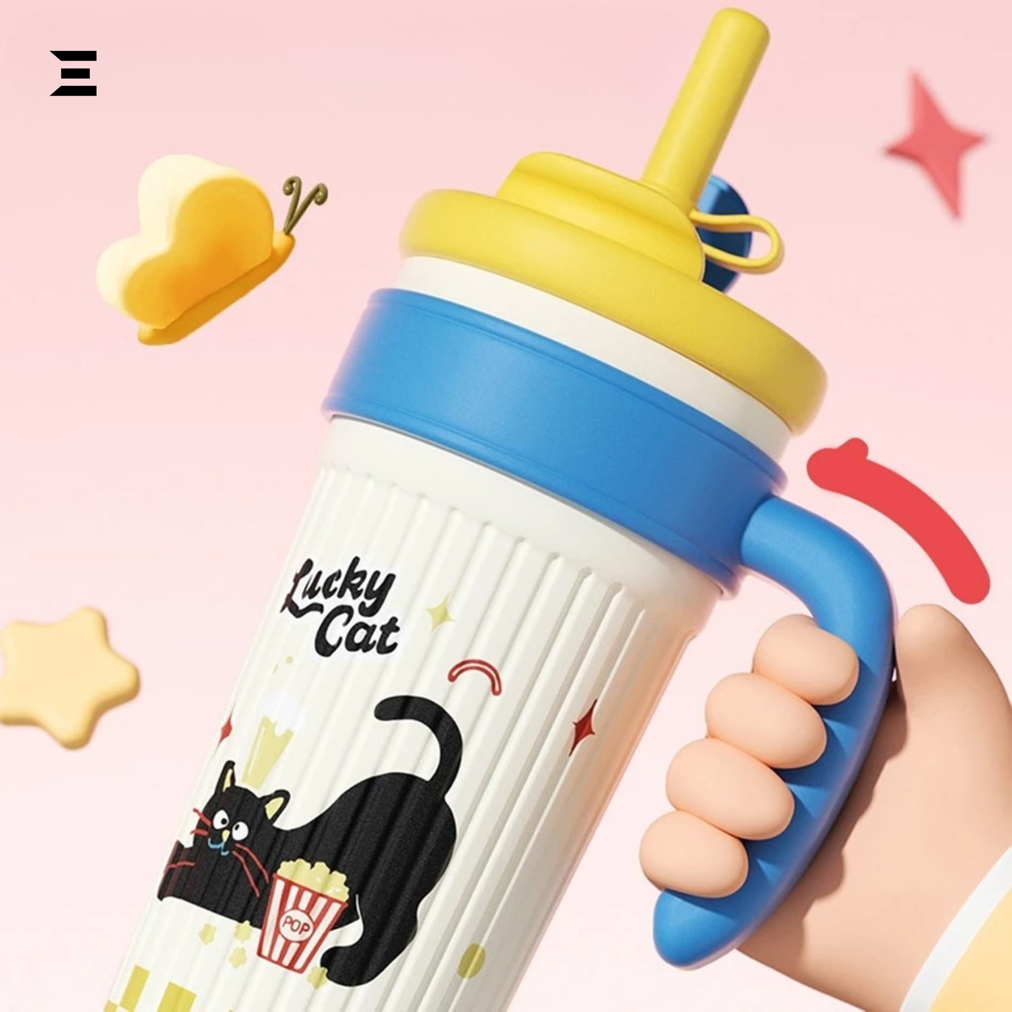 Twilight Ice Fighter Cup 750ML | Cute Puppy Straw Tumbler with Handle | IBRELIA™ IBRELIA