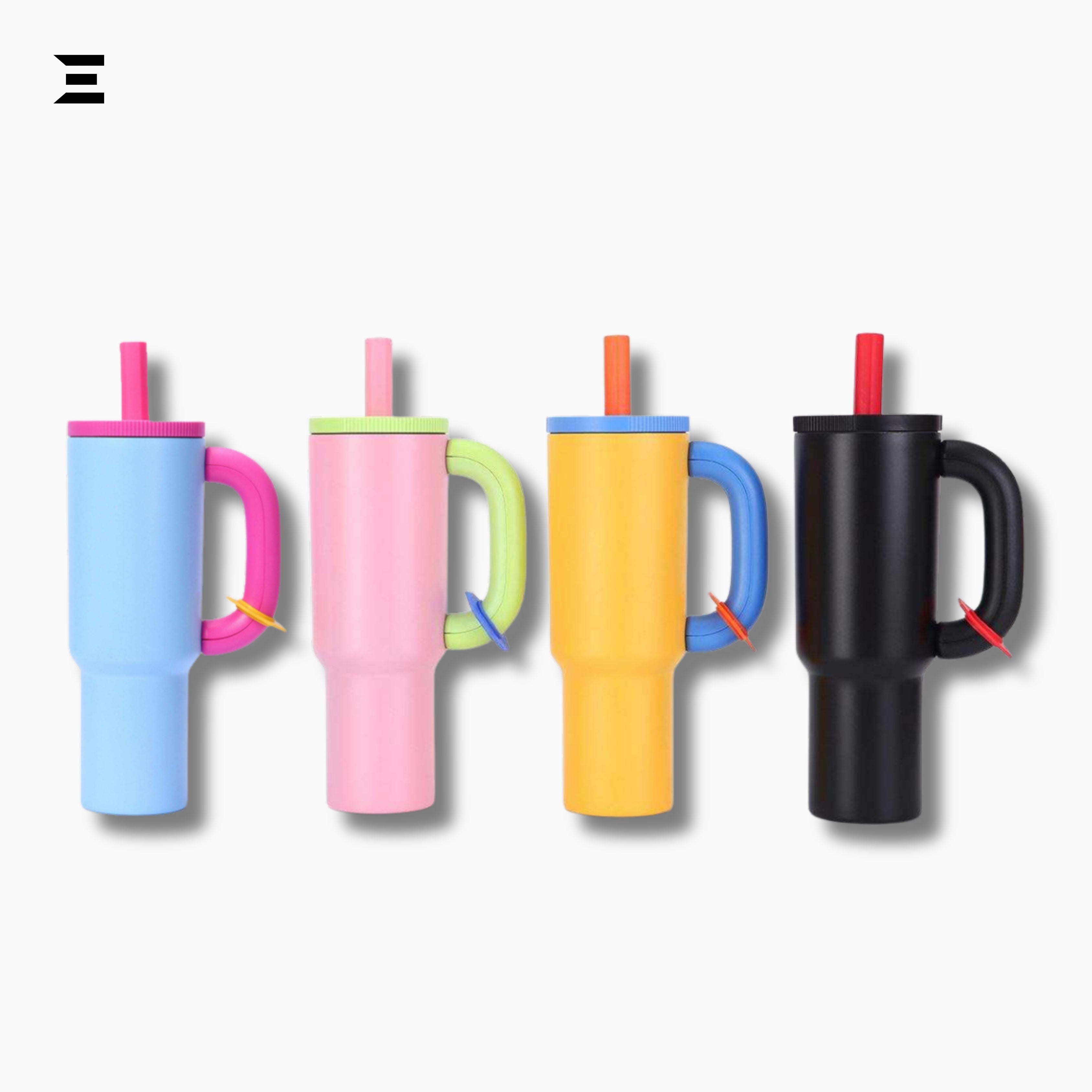 Yellow Insulated Tumbler with Handle & Straw | Bright Travel Mug | IBRELIA™