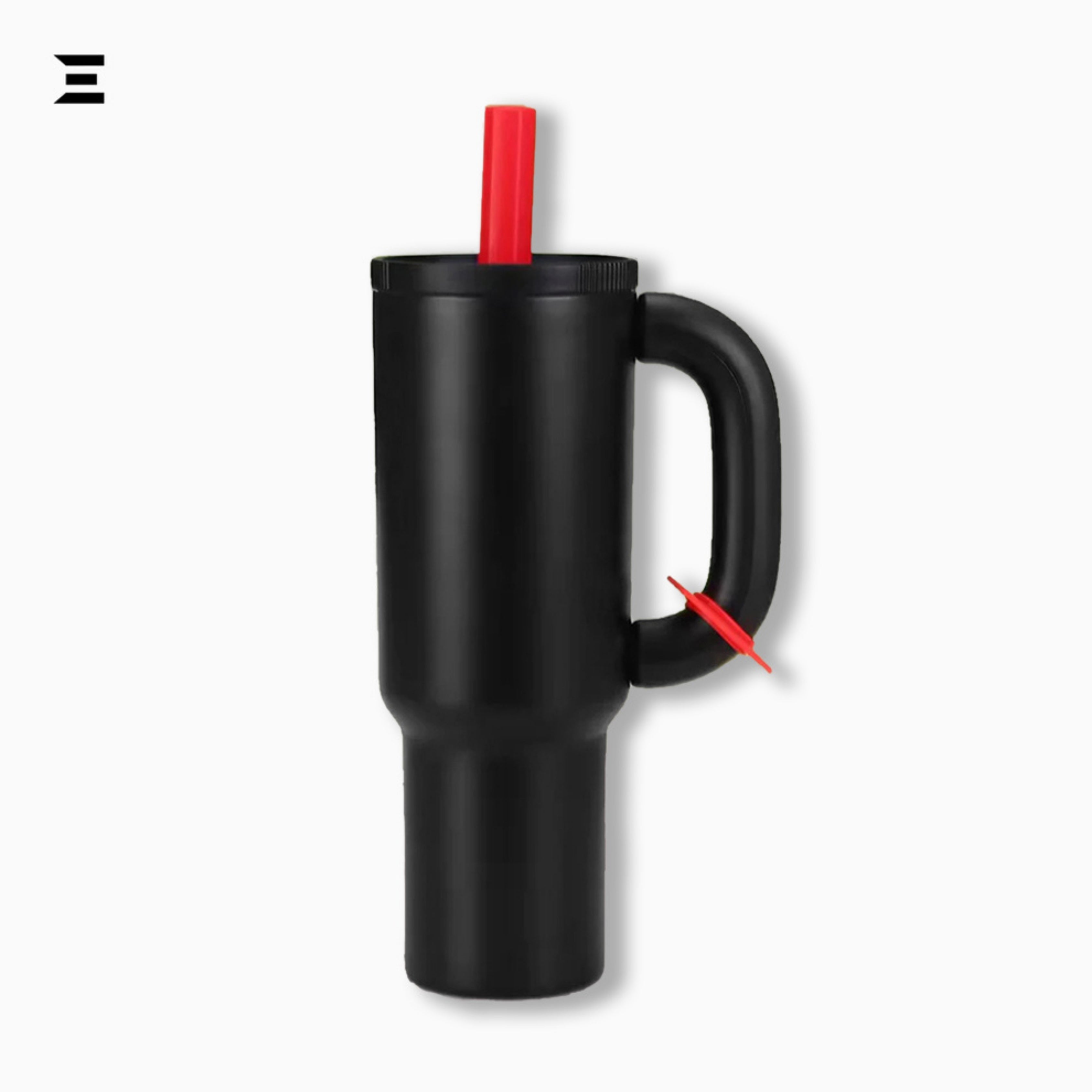 Black Insulated Tumbler with Handle & Straw | Large Capacity Travel Mug | IBRELIA™ IBRELIA