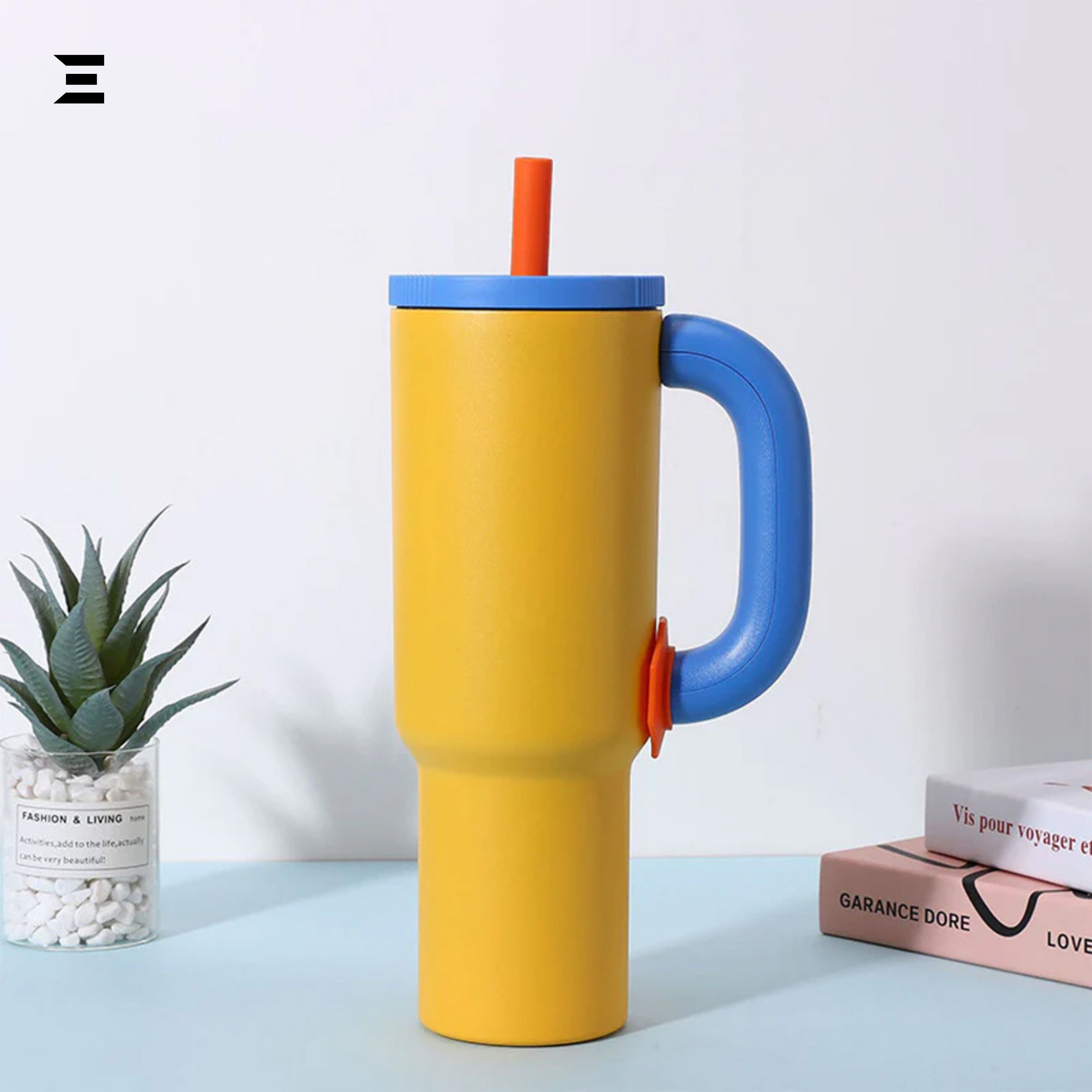 Pink Insulated Tumbler with Handle & Straw | Cute Aesthetic Travel Mug | IBRELIA™ IBRELIA