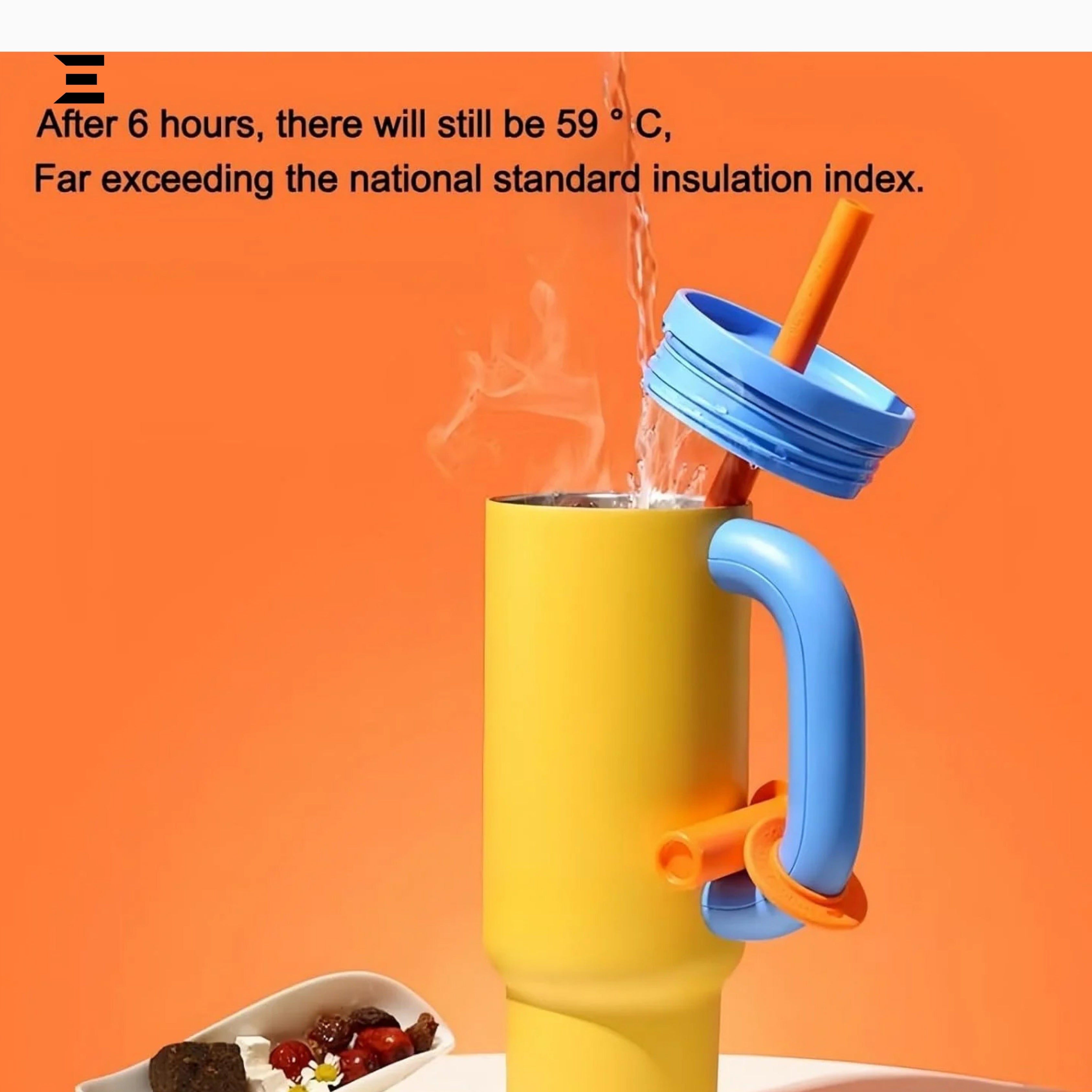 Black Insulated Tumbler with Handle & Straw | Large Capacity Travel Mug | IBRELIA™