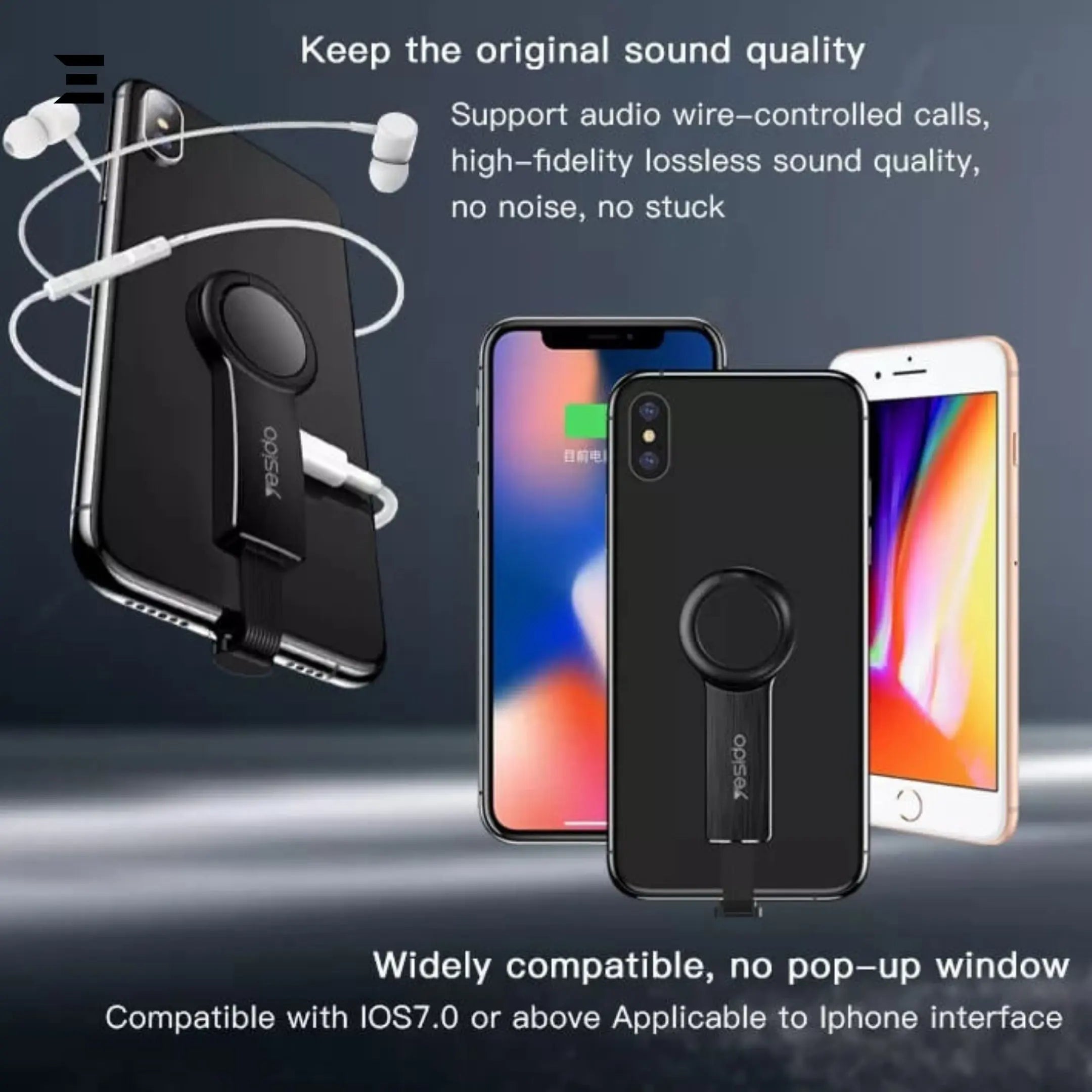 Yesido YAU09 Lightning to AUX & Lightning Audio Adapter with Ring Buckle - IBRELIA