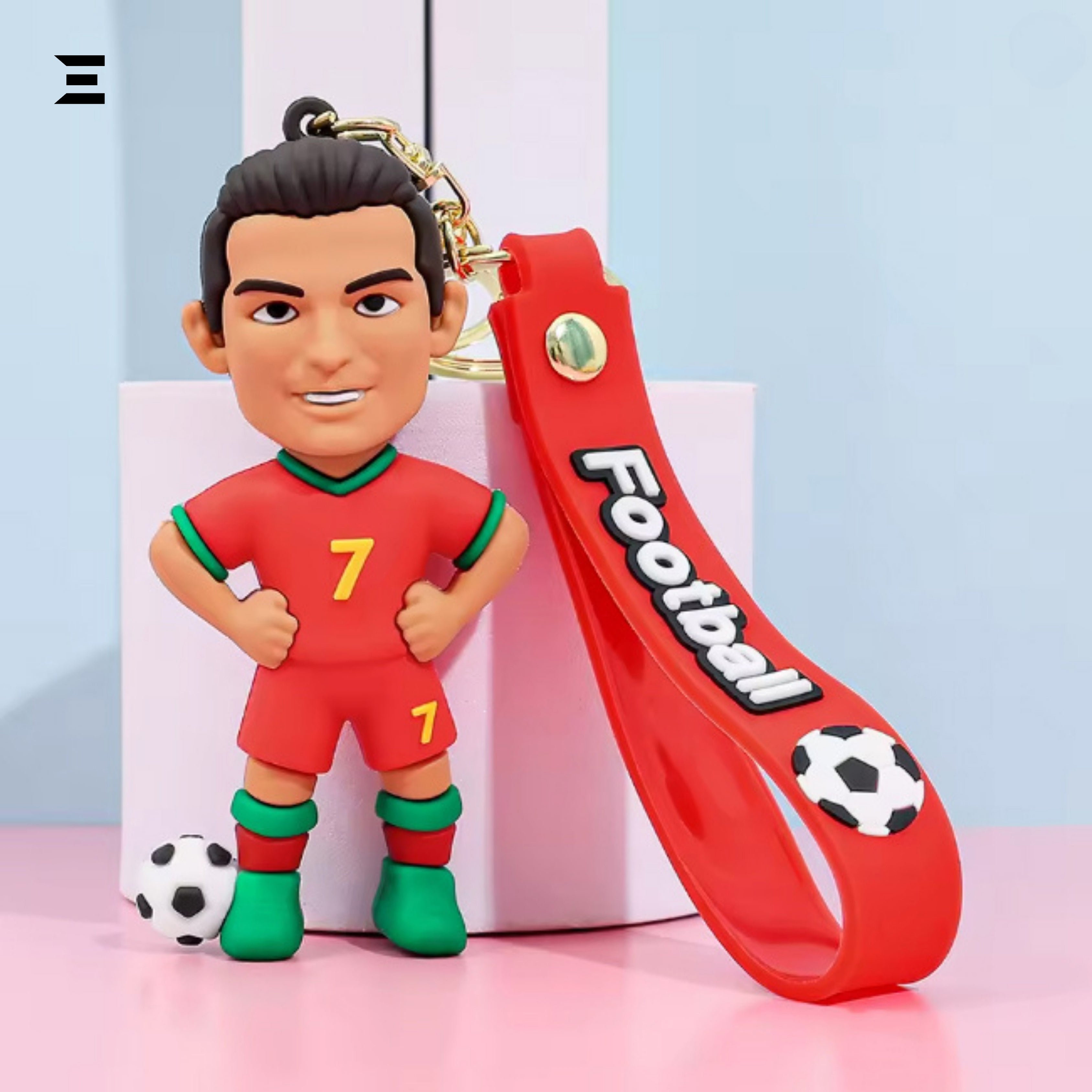 Cristiano Ronaldo Football Keychain – Cartoon Footballer Key Ring | IBRELIA™ IBRELIA