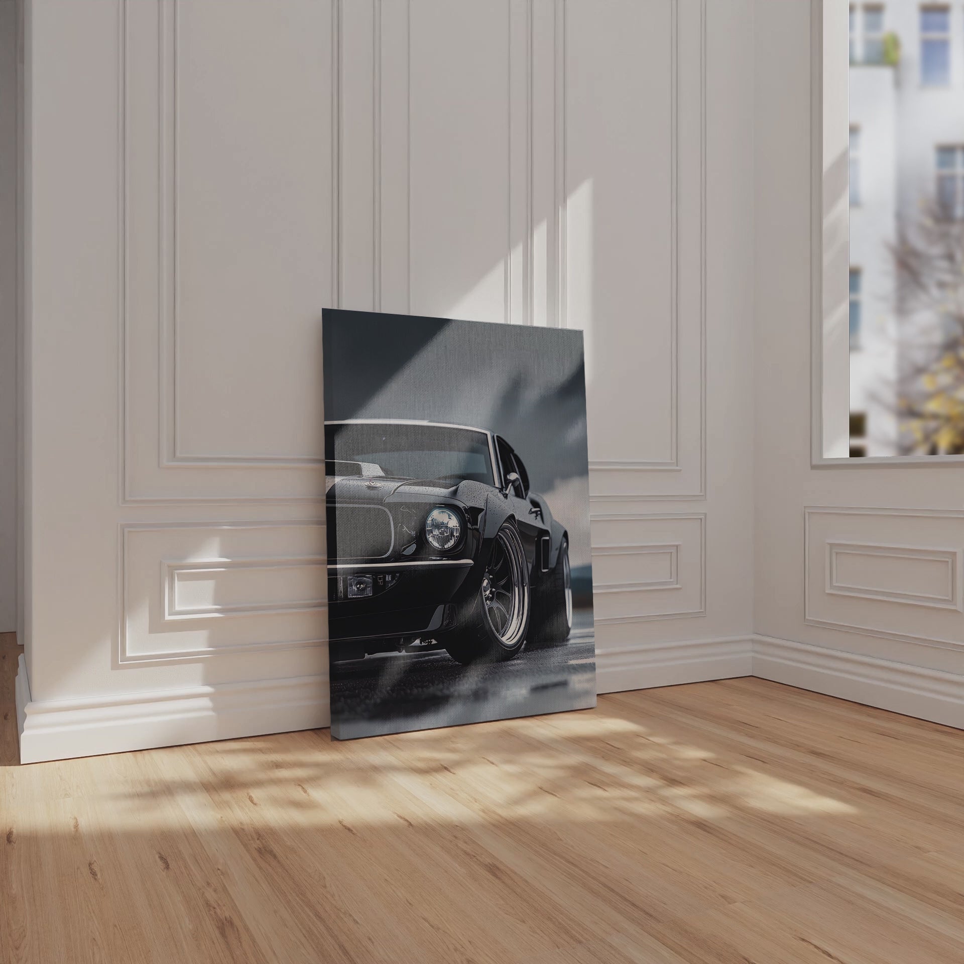 Black Mustang 4K Ultra Wrap Frame Wall Art in Pakistan | IBRELIA™