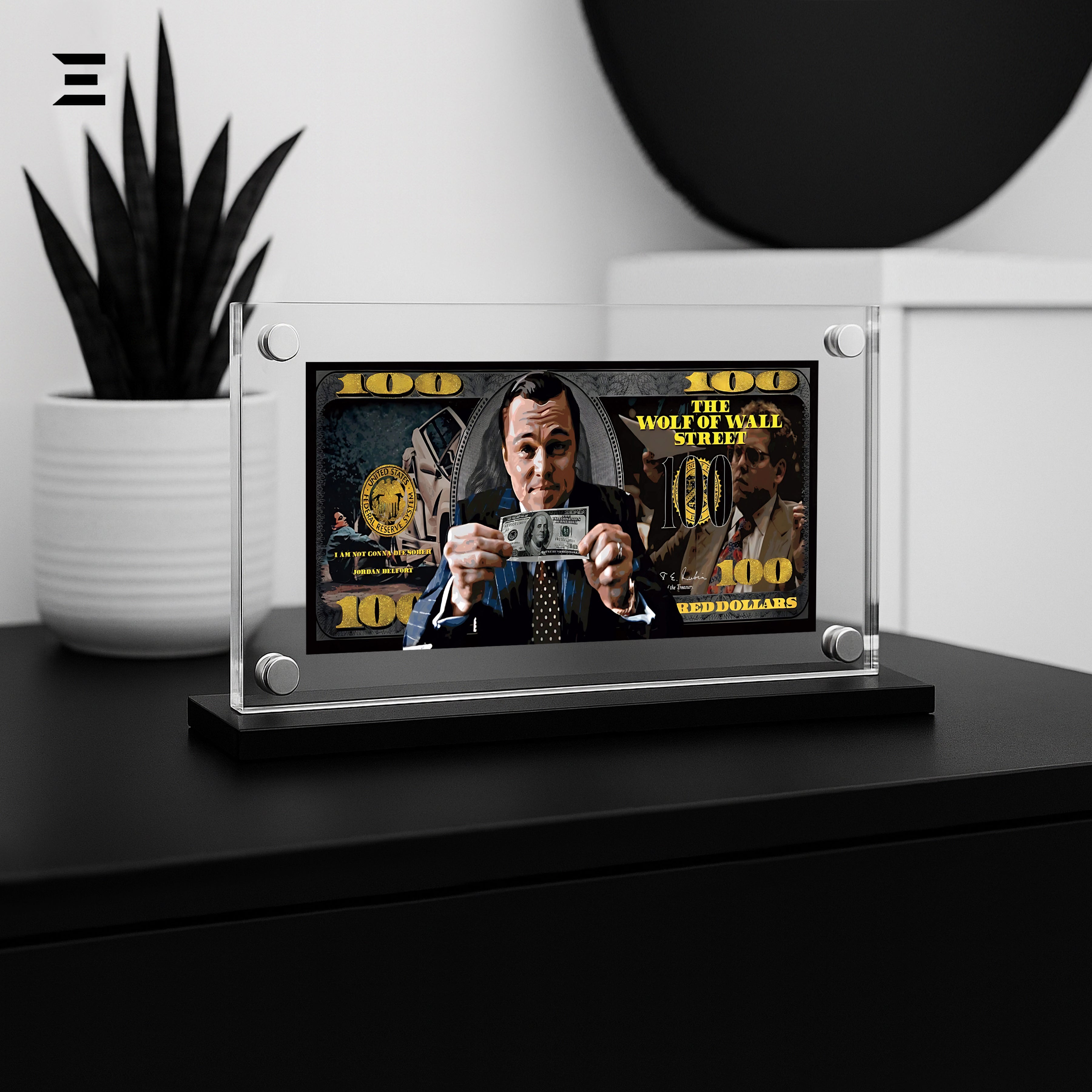 Premium Magnetic Acrylic Frame with Black Base – The Wolf of Wall Street Edition IBRELIA