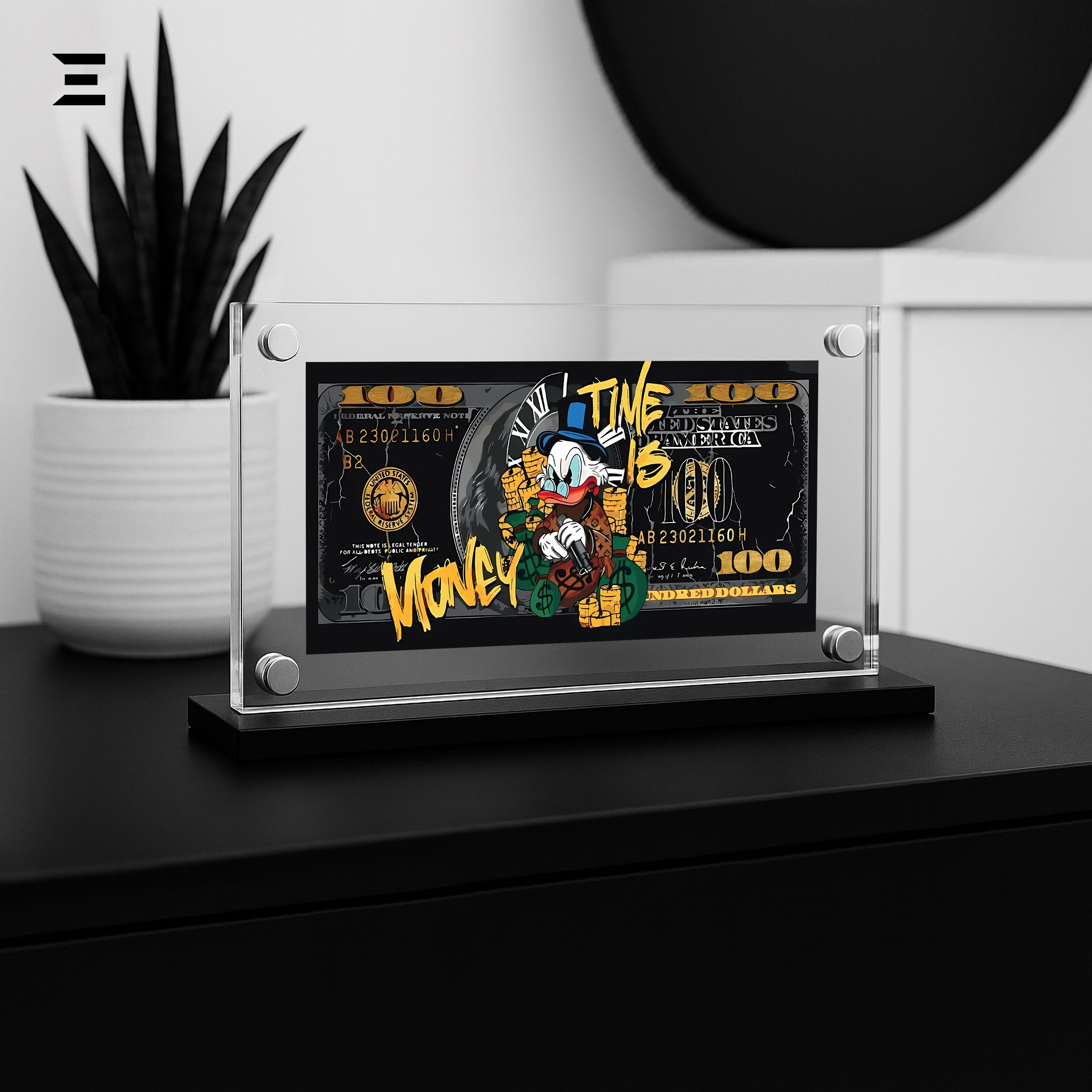 Premium Magnetic Acrylic Frame with Black Base – Scrooge McDuck "Time is Money" Edition IBRELIA