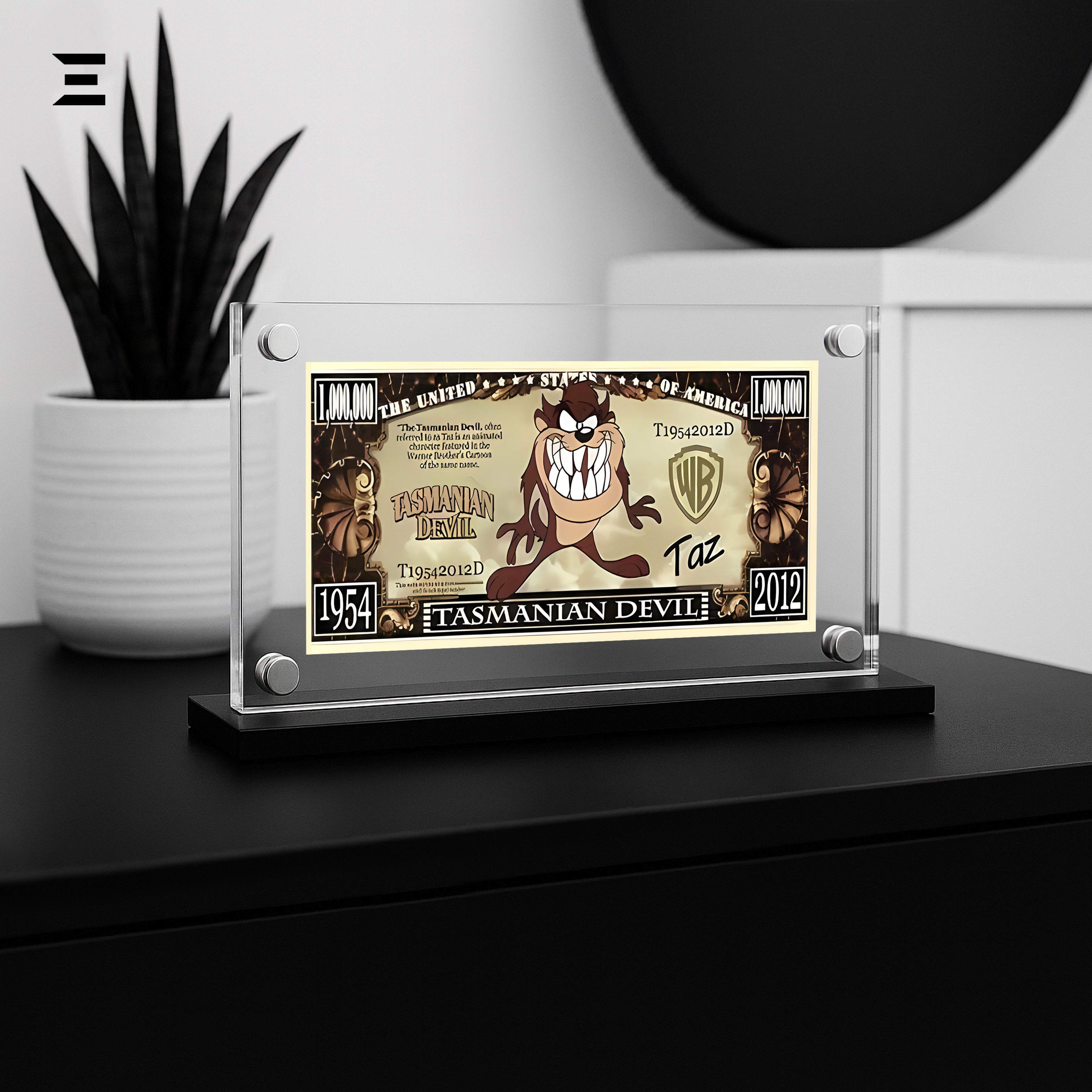 Premium Magnetic Acrylic Frame with Black Base – Tasmanian Devil "Million Dollar" Edition IBRELIA