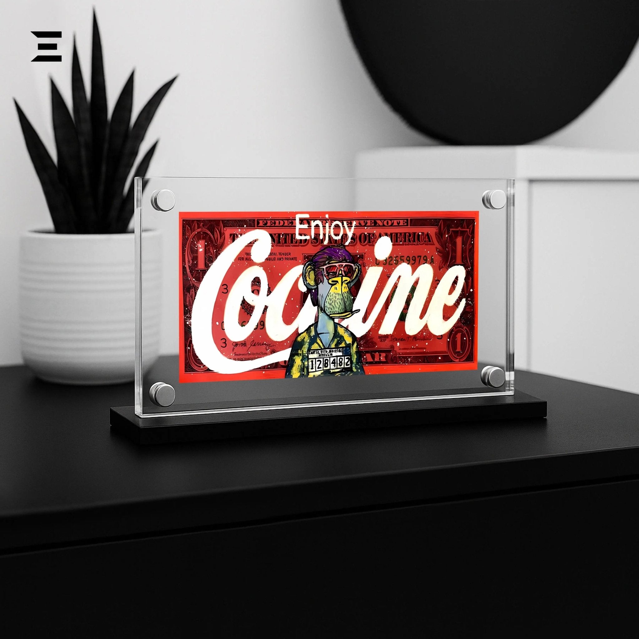 Premium Magnetic Acrylic Frame with Black Base – Bored Ape “Enjoy Coco” Pop Art Dollar - IBRELIA