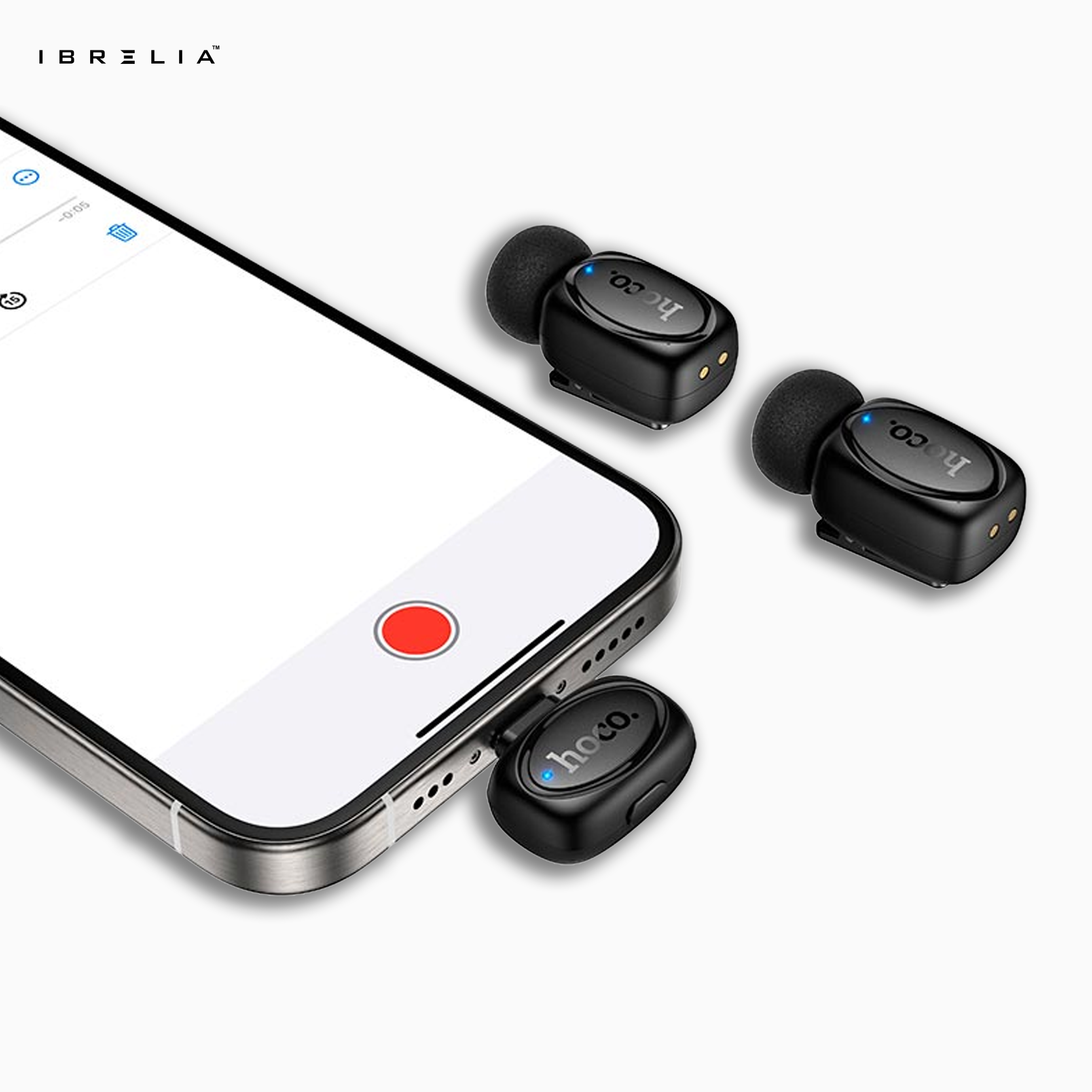 HOCO L19 Dual-Mic Wireless Mini Digital Microphone (Type-C + Lightning Adapter) | IBRELIA™