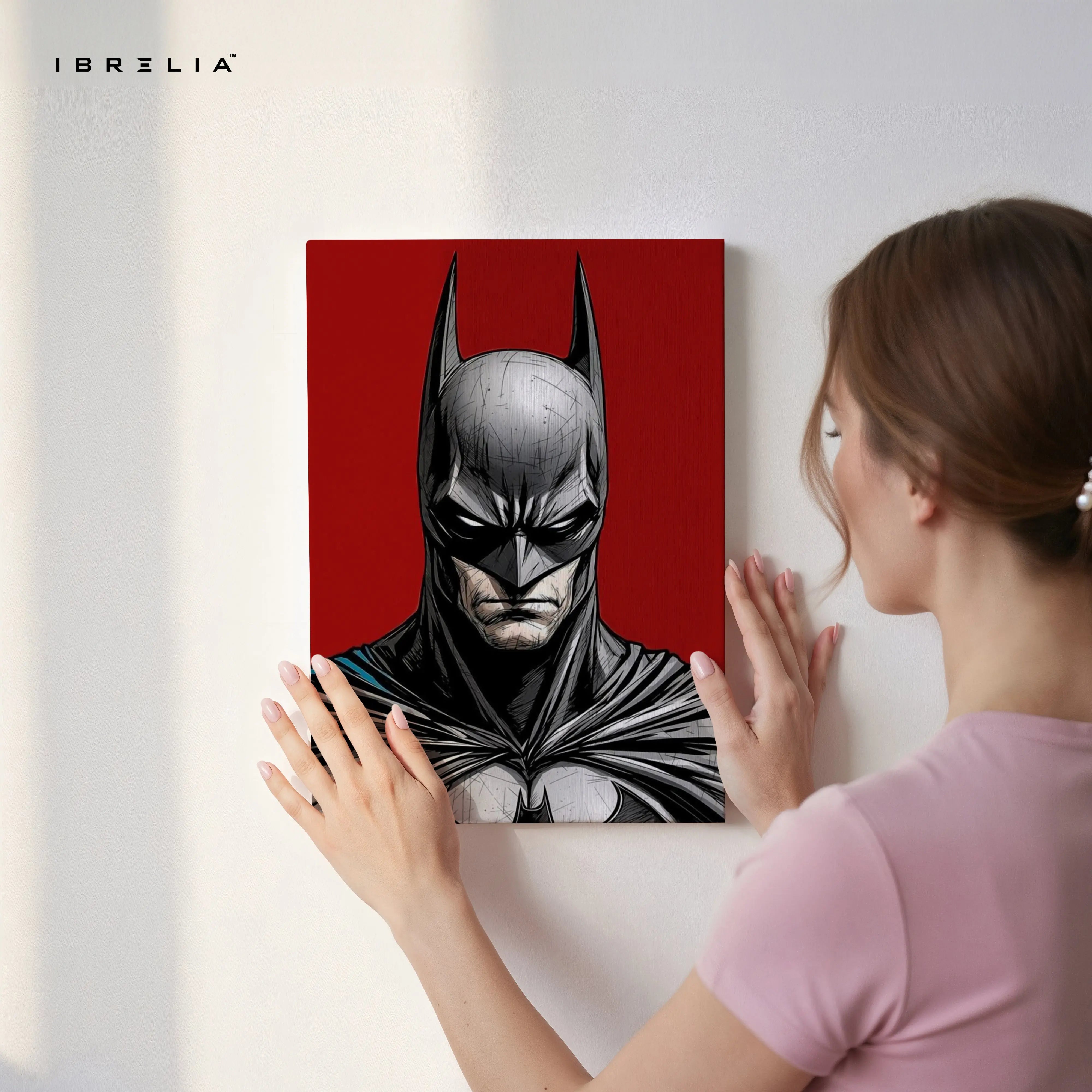 Batman Dark Portrait Wall Art – DC Superhero Canvas Frame | Batman Poster Pakistan | IBRELIA™ IBRELIA