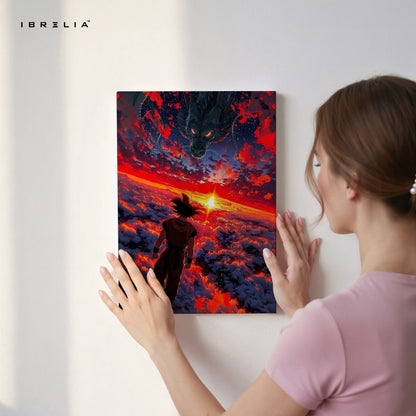 Goku Dragon Sky Wall Art – Anime Sunset Canvas Frame | Dragon Ball Poster Pakistan | IBRELIA™ IBRELIA