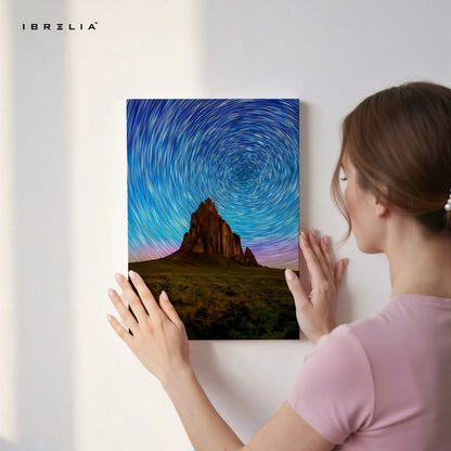 Star Trails Mountain Landscape Wall Art – Cosmic Night Sky Canvas Frame | Long Exposure Nature Poster Pakistan | IBRELIA™ IBRELIA