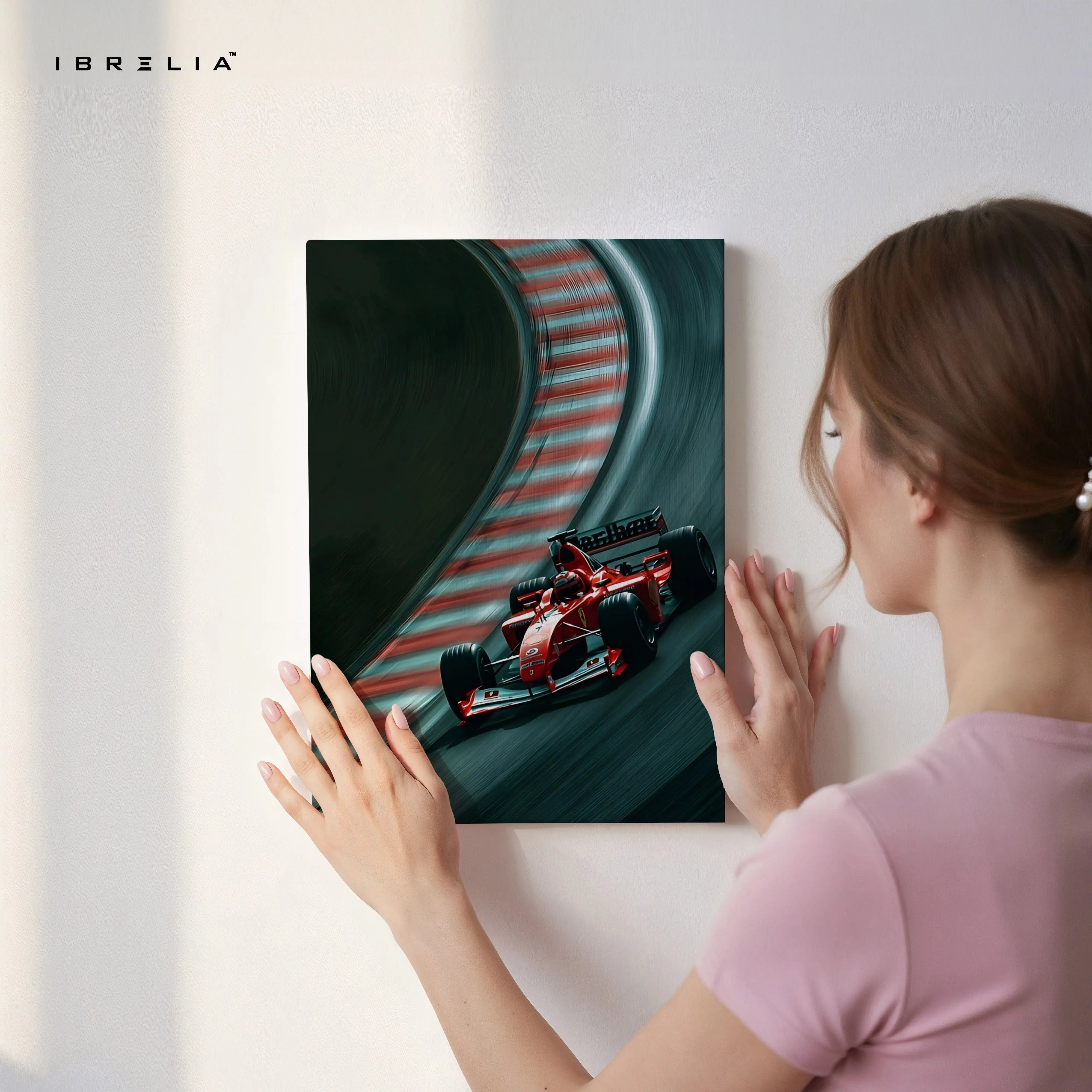 Ferrari F1 Cornering Speed Wall Art – High Velocity Track Canvas Frame Pakistan | Formula Racing Poster | IBRELIA™ IBRELIA