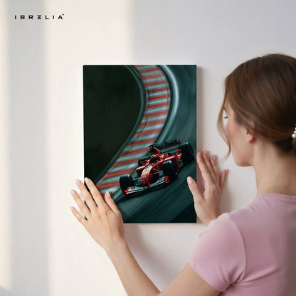 Ferrari F1 Cornering Speed Wall Art – High Velocity Track Canvas Frame Pakistan | Formula Racing Poster | IBRELIA™ IBRELIA