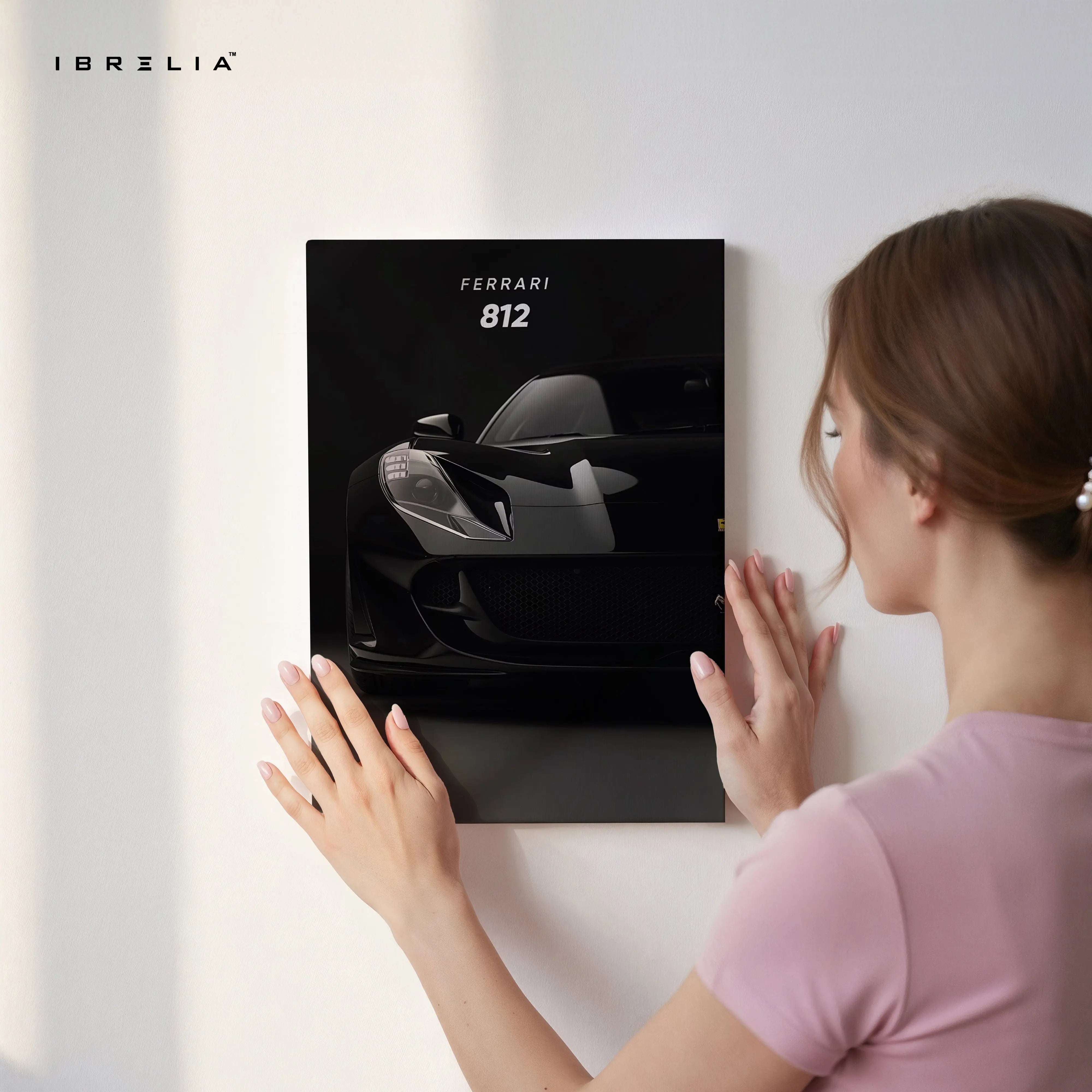 Ferrari 812 Black Luxury Art – Minimal Dark Supercar Wall Art | 4K Ultra Wrap Frame Wall Art in Pakistan | IBRELIA™ IBRELIA