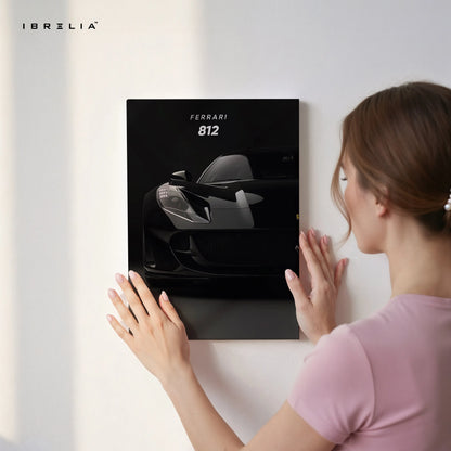 Ferrari 812 Black Luxury Art – Minimal Dark Supercar Wall Art | 4K Ultra Wrap Frame Wall Art in Pakistan | IBRELIA™ IBRELIA