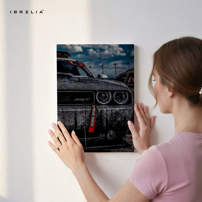 Dodge Challenger SRT Front Detail Wall Art – Muscle Car Close-Up Canvas Frame | SRT Poster Pakistan | IBRELIA™ IBRELIA