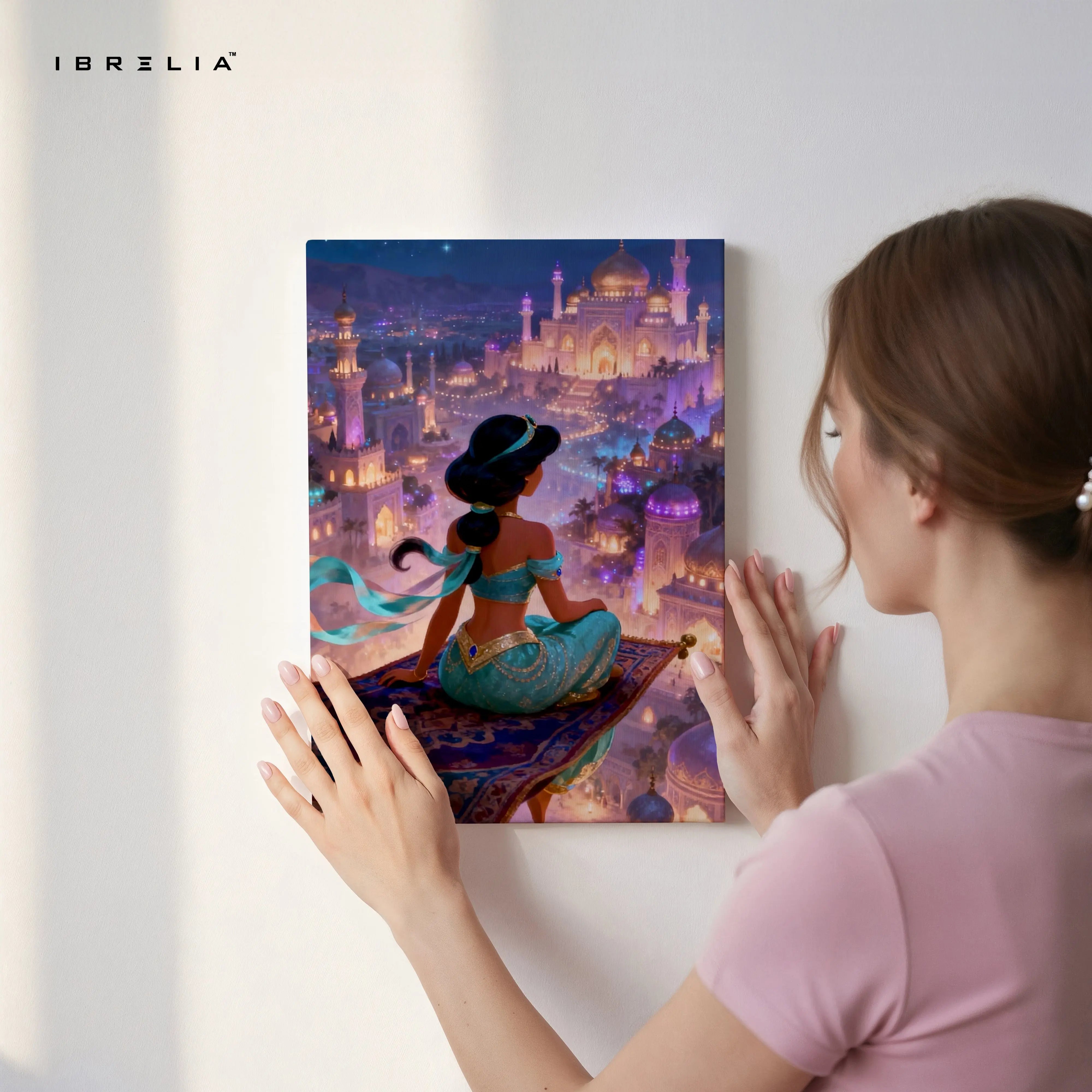 Arabian Princess Night City Wall Art – Magical Palace Fantasy Canvas Frame | Luxury Aesthetic Decor Pakistan | IBRELIA™ IBRELIA