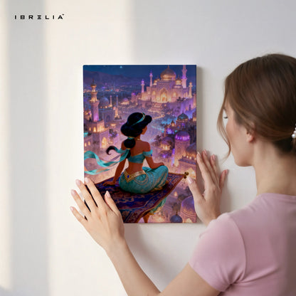 Arabian Princess Night City Wall Art – Magical Palace Fantasy Canvas Frame | Luxury Aesthetic Decor Pakistan | IBRELIA™ IBRELIA