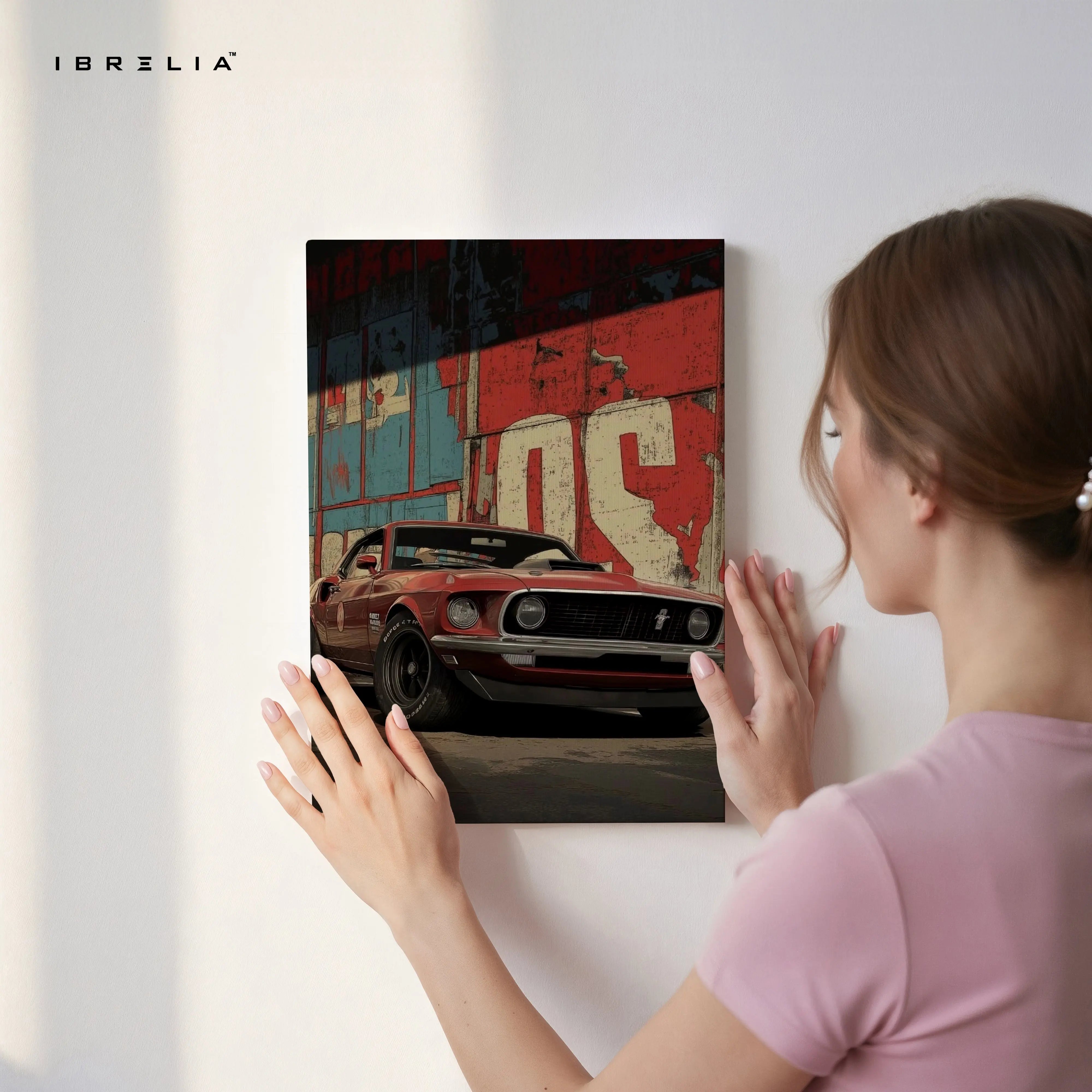 Ford Mustang Vintage Wall Art – Classic Muscle Car Canvas Frame | Retro Automotive Poster Pakistan | IBRELIA™ IBRELIA