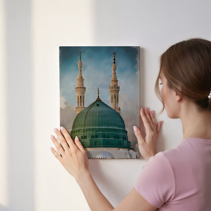 Masjid e Nabawi Green Dome Art – Madinah Islamic Architecture Wall Art | 4K Ultra Wrap Frame Wall Art in Pakistan | IBRELIA™