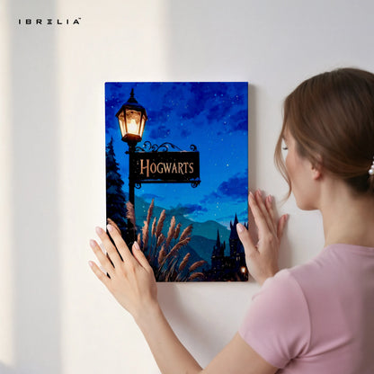Hogwarts Night Wall Art – Magical Harry Potter Inspired Canvas Frame | Fantasy Castle Poster Pakistan | IBRELIA™ IBRELIA