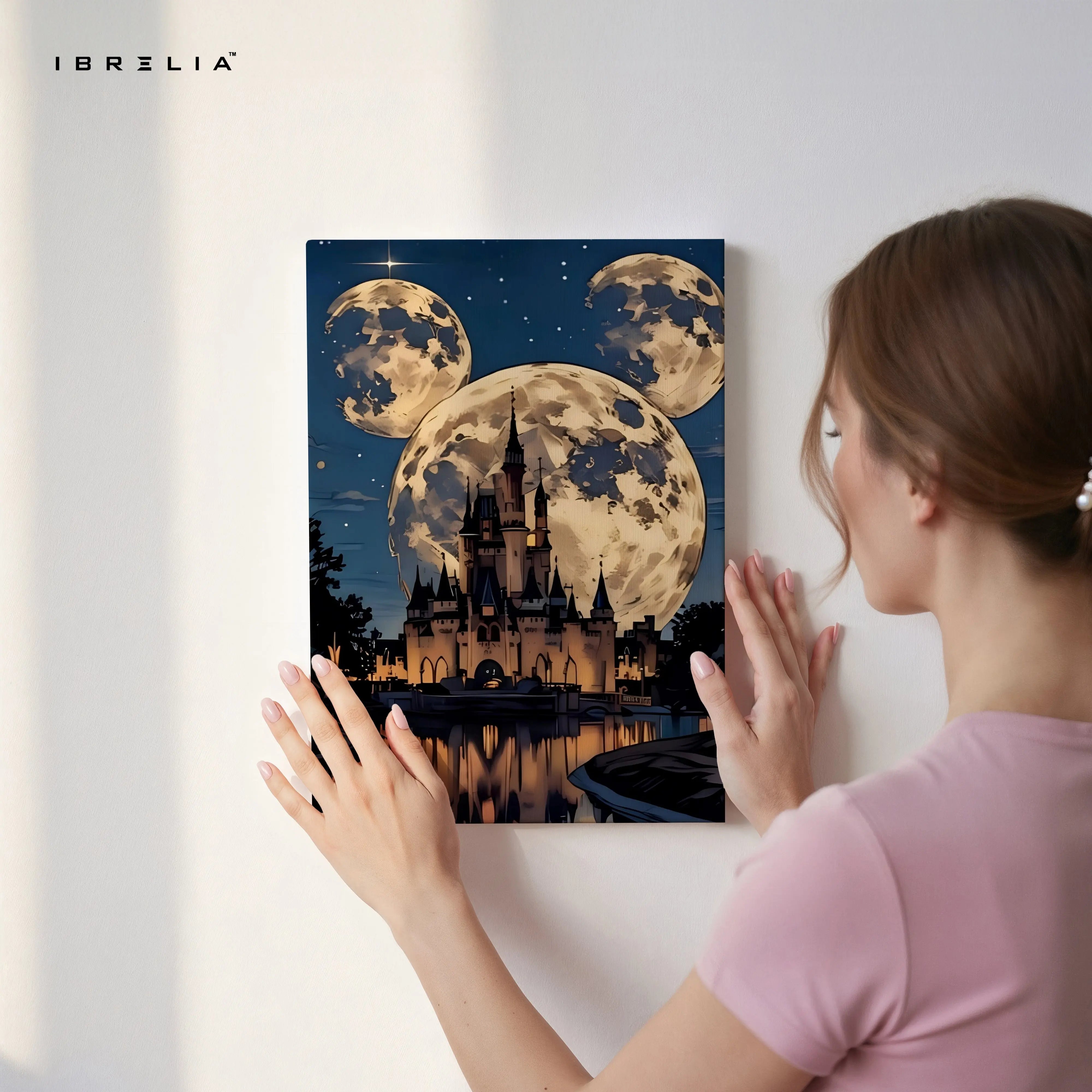Moonlit Castle Fantasy Wall Art – Magical Night Sky Canvas Frame | Dreamy Aesthetic Decor Pakistan | IBRELIA™ IBRELIA